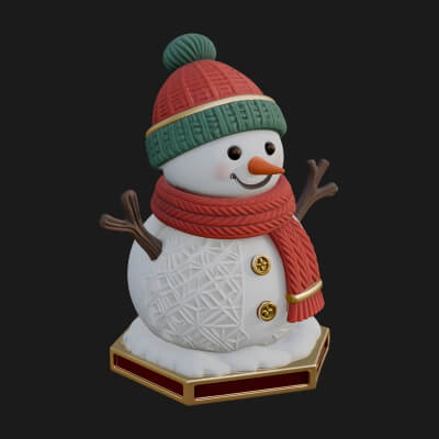 Knit Hat Snowman Statue Design 11 3D Print Model