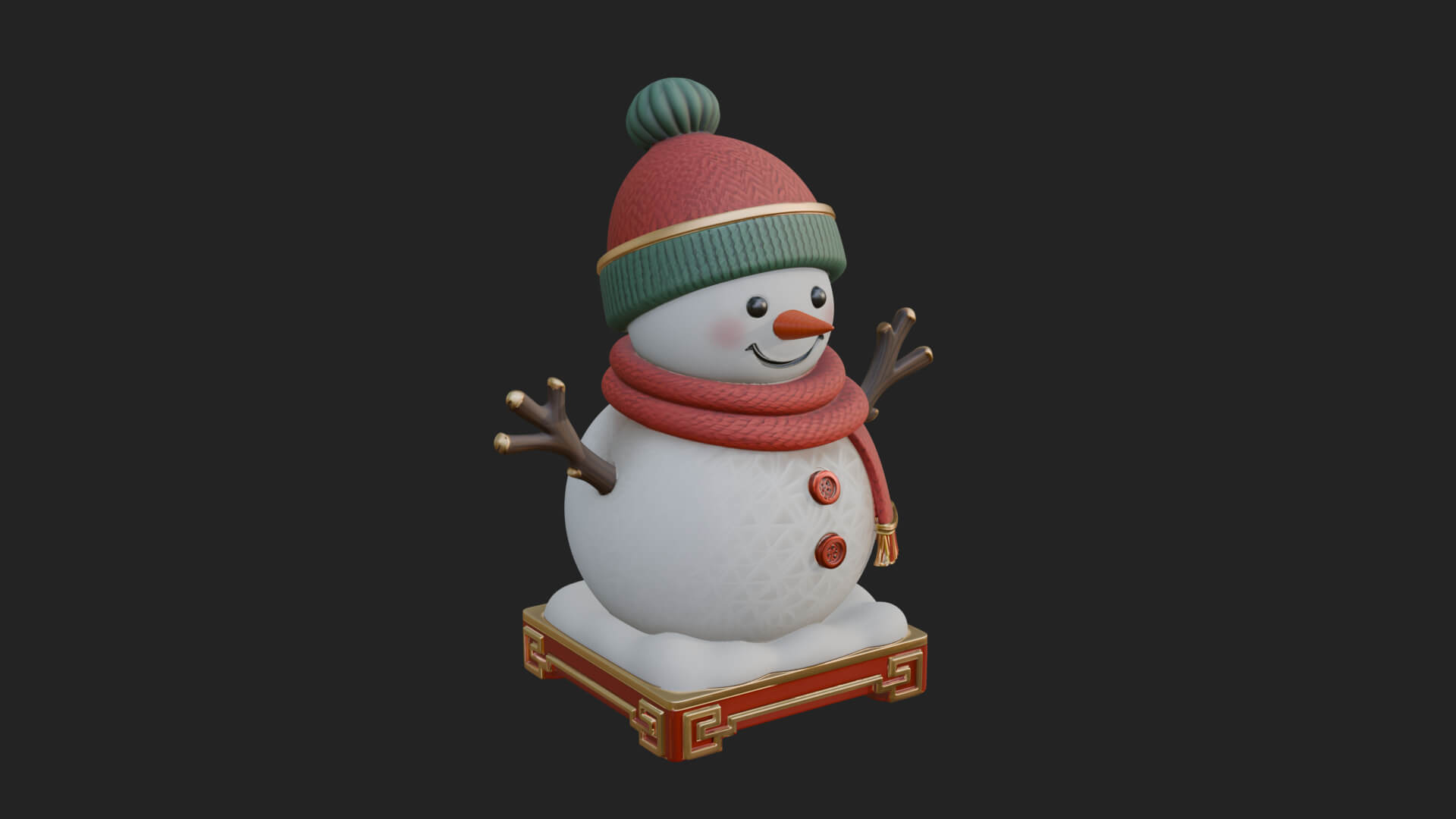 Knit Hat Snowman Statue Design 12 3D Print Model 3D Model