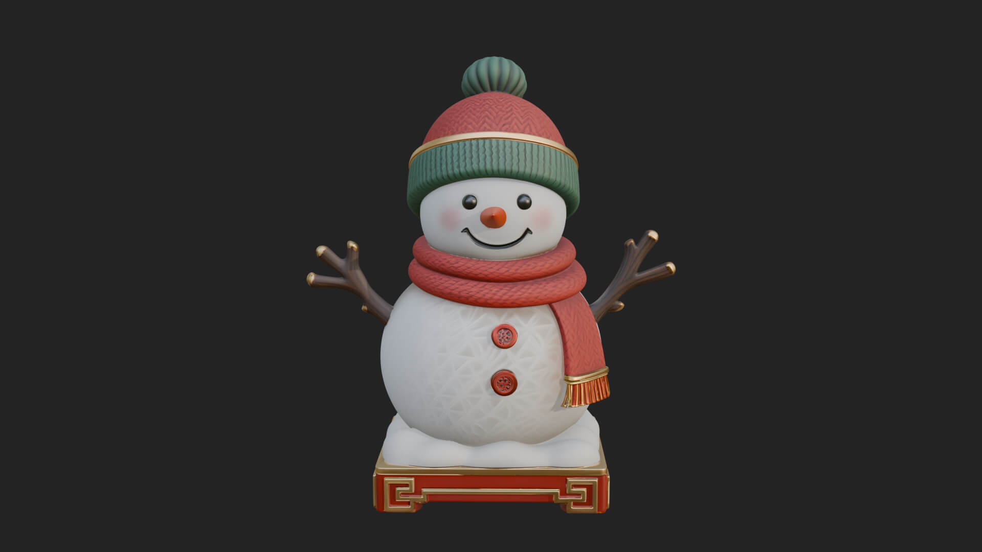Knit Hat Snowman Statue Design 12 3D Print Model 3D Model