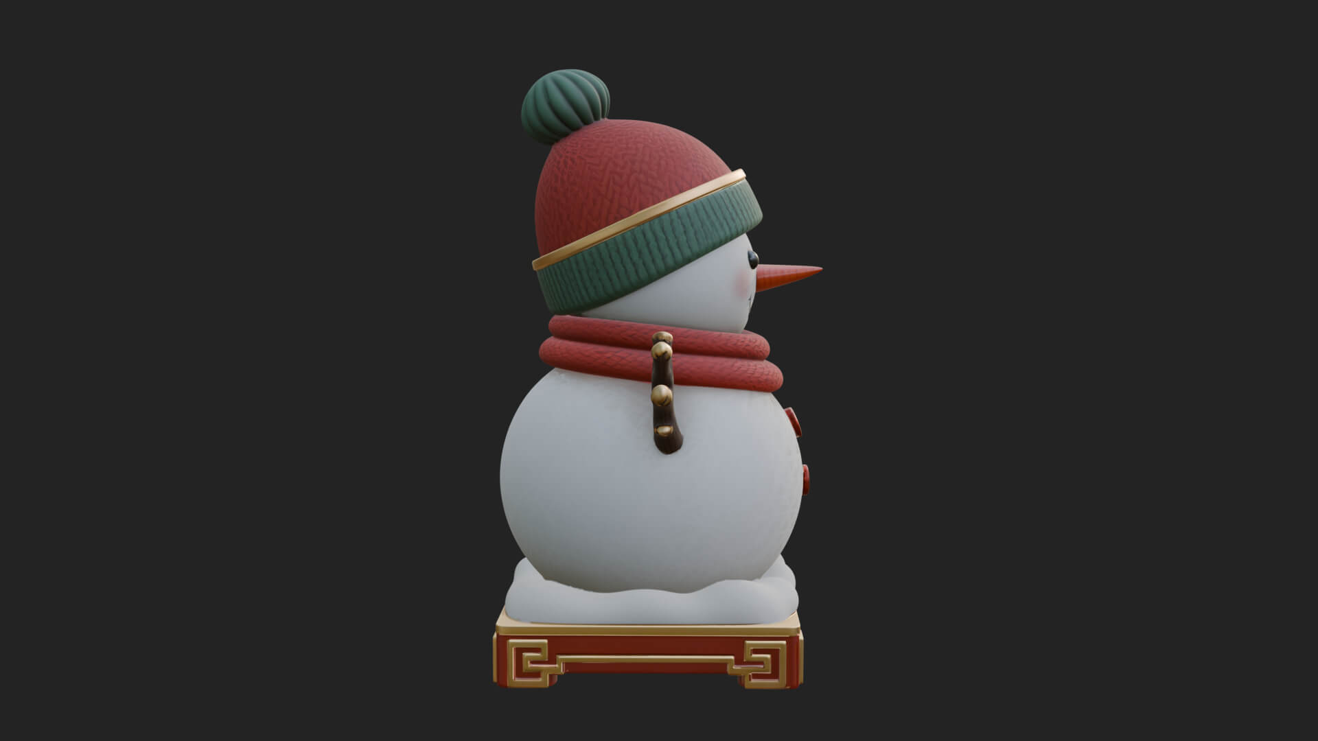 Knit Hat Snowman Statue Design 12 3D Print Model 3D Model