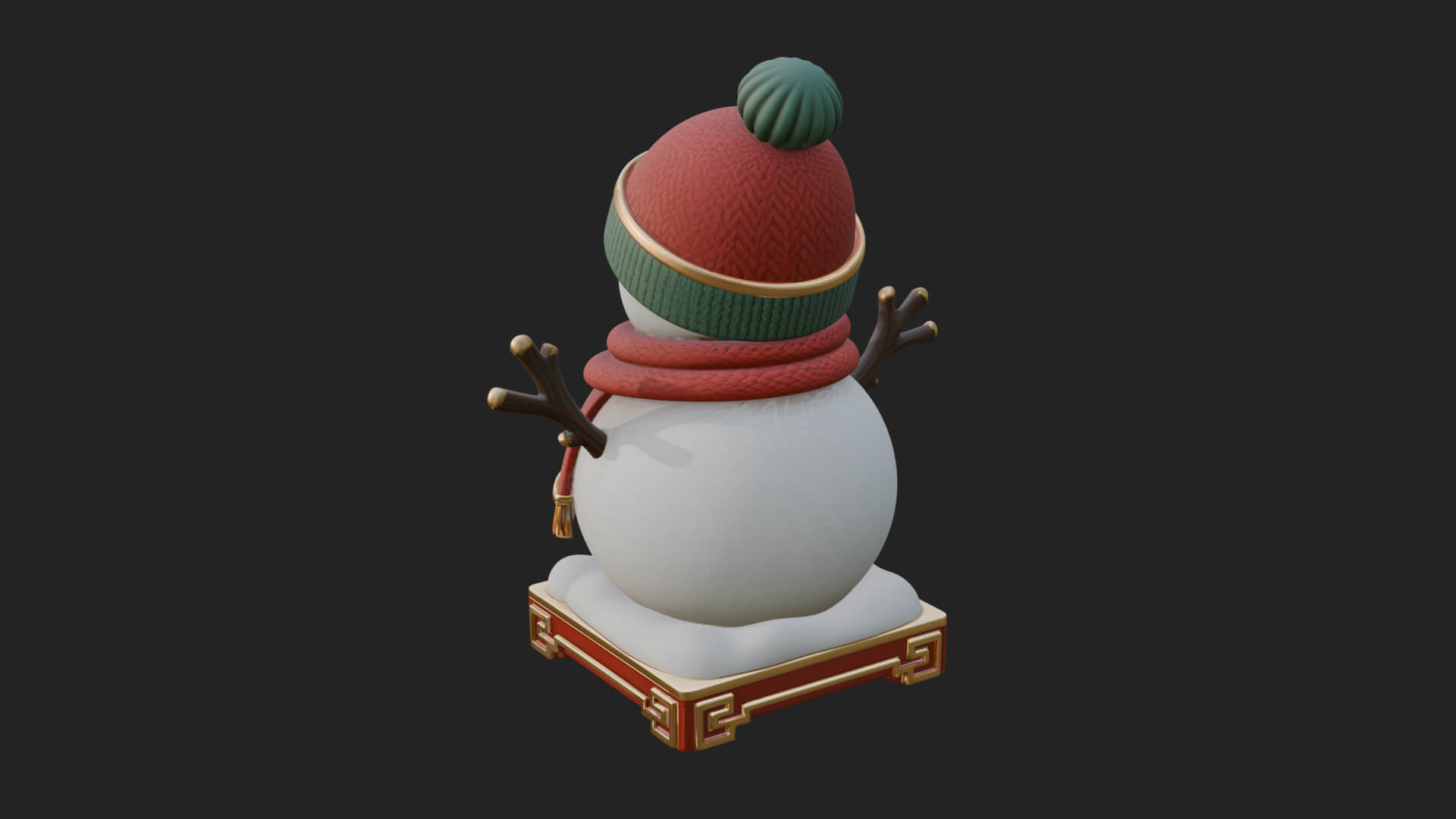 Knit Hat Snowman Statue Design 12 3D Print Model 3D Model