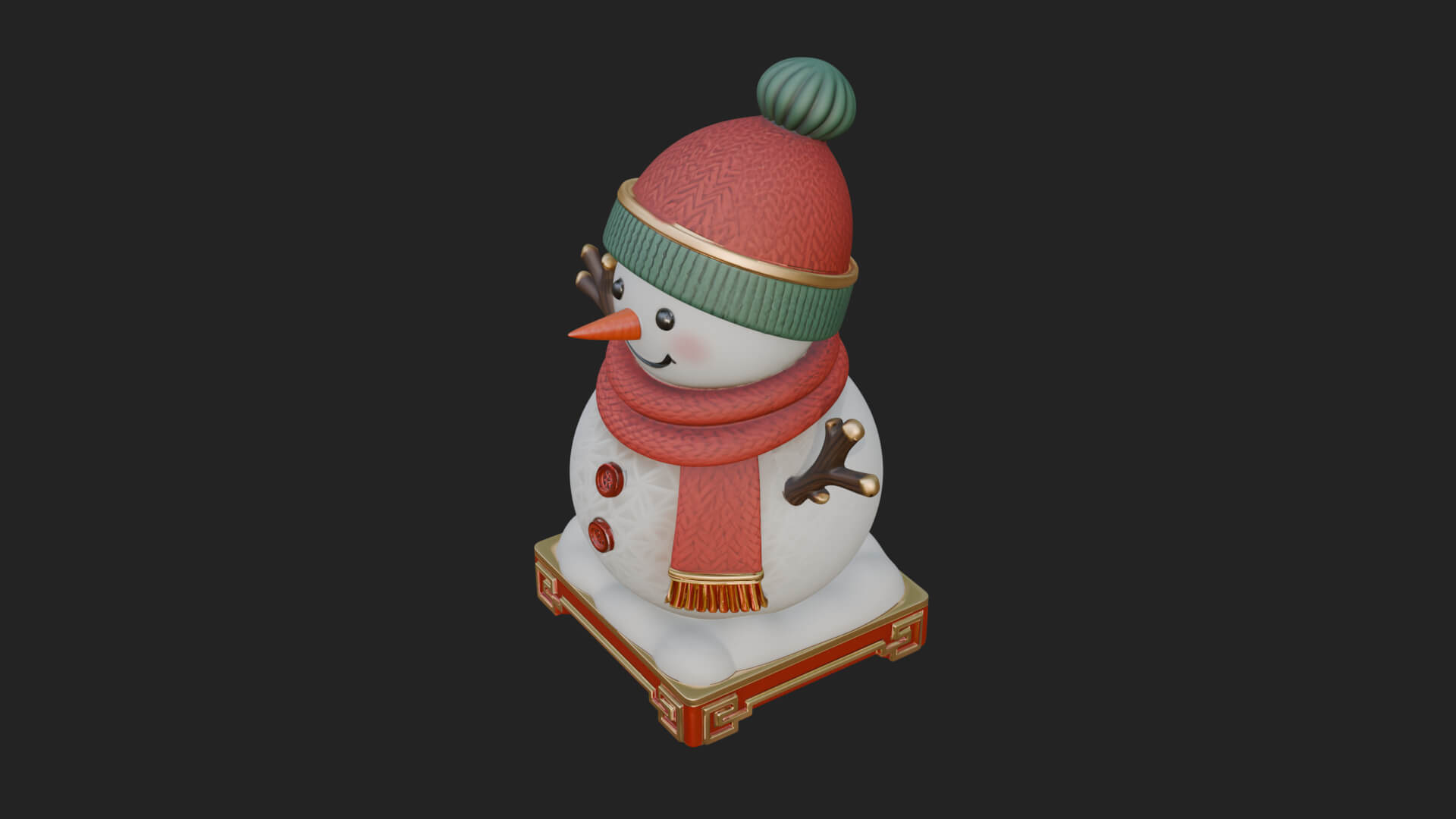 Knit Hat Snowman Statue Design 12 3D Print Model 3D Model