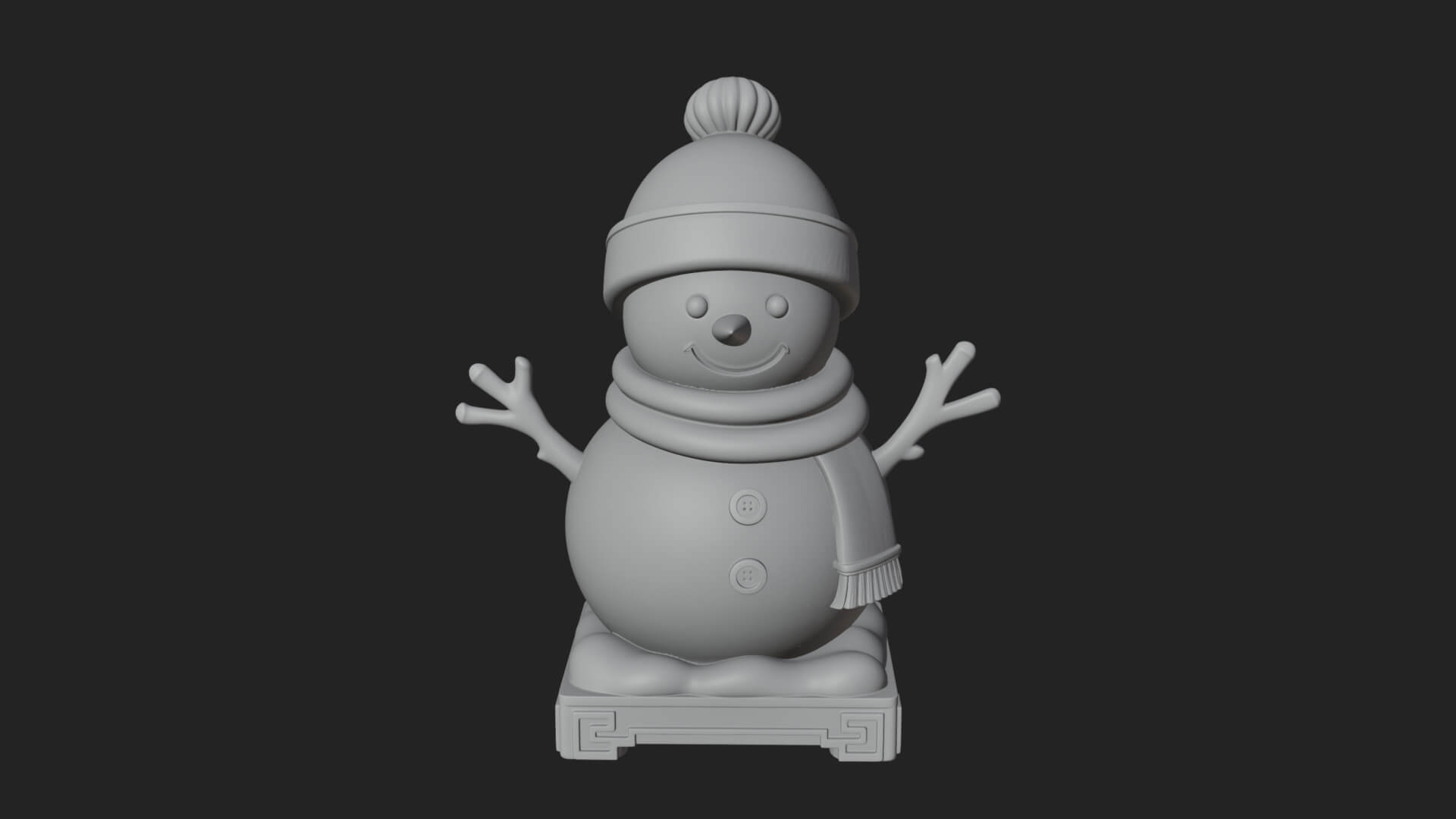 Knit Hat Snowman Statue Design 12 3D Print Model 3D Model
