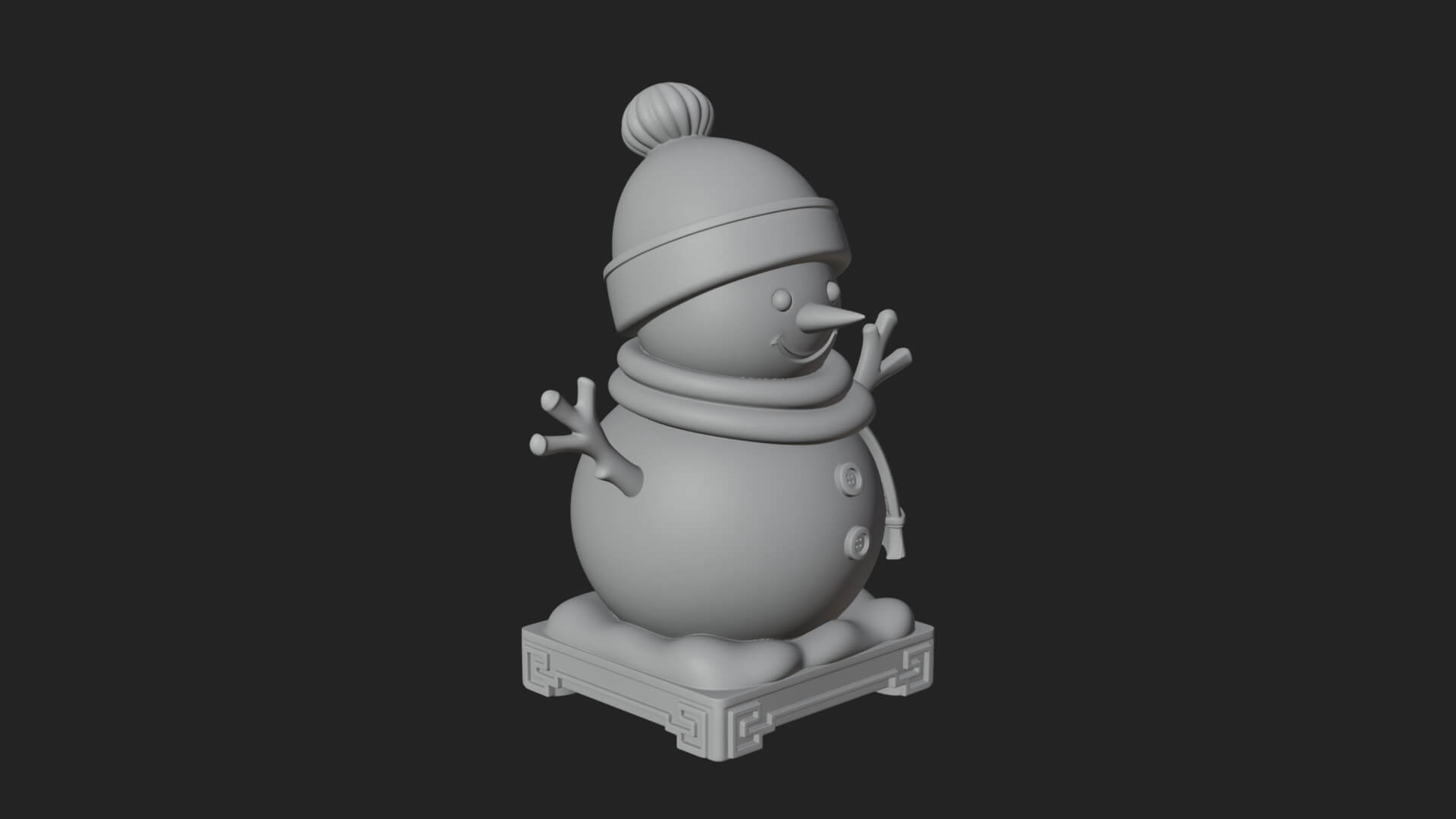 Knit Hat Snowman Statue Design 12 3D Print Model 3D Model