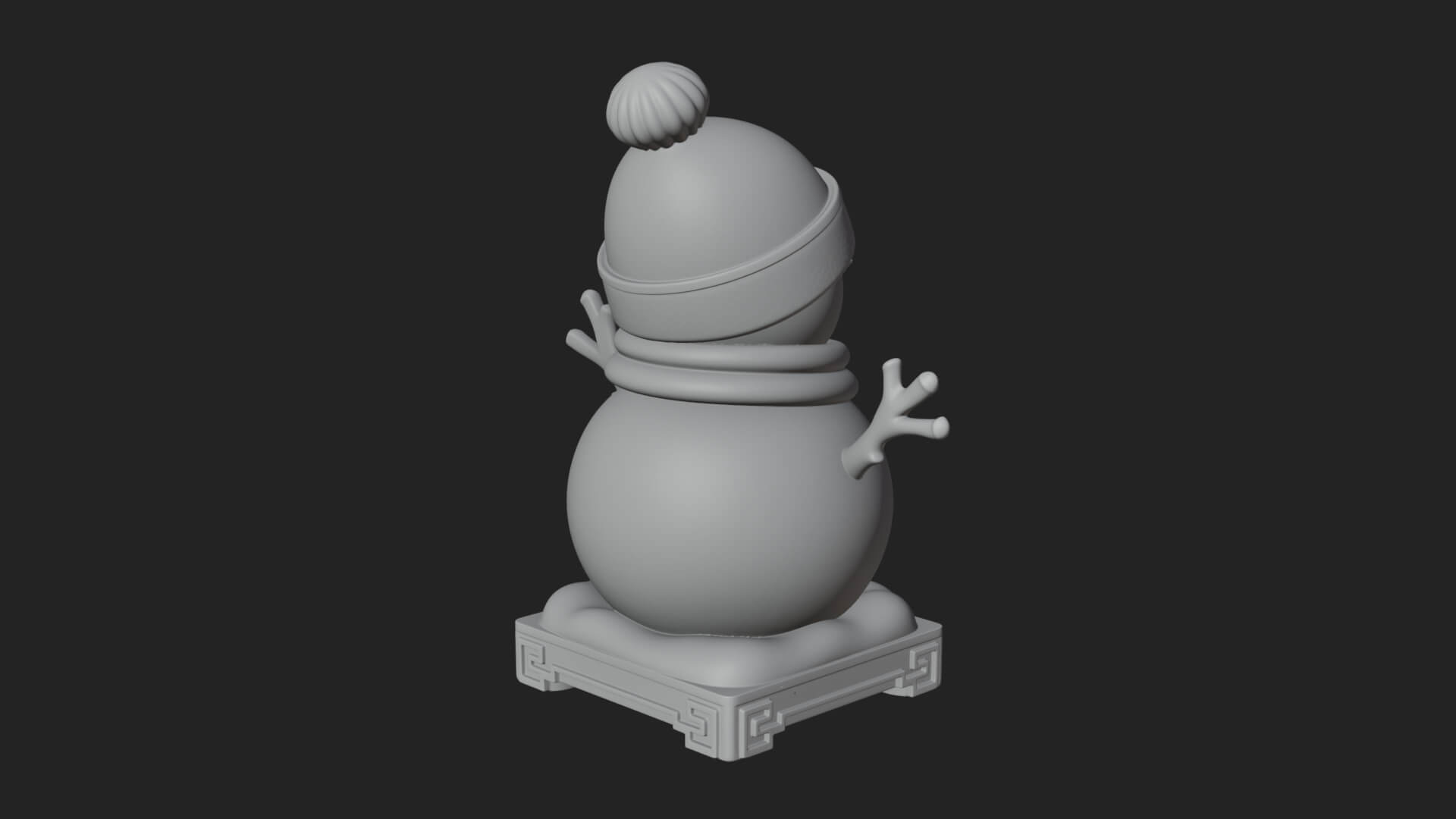 Knit Hat Snowman Statue Design 12 3D Print Model 3D Model