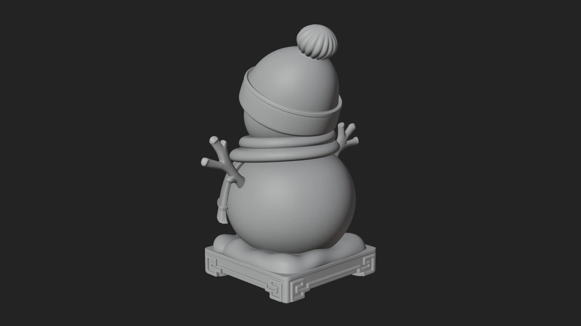 Knit Hat Snowman Statue Design 12 3D Print Model 3D Model