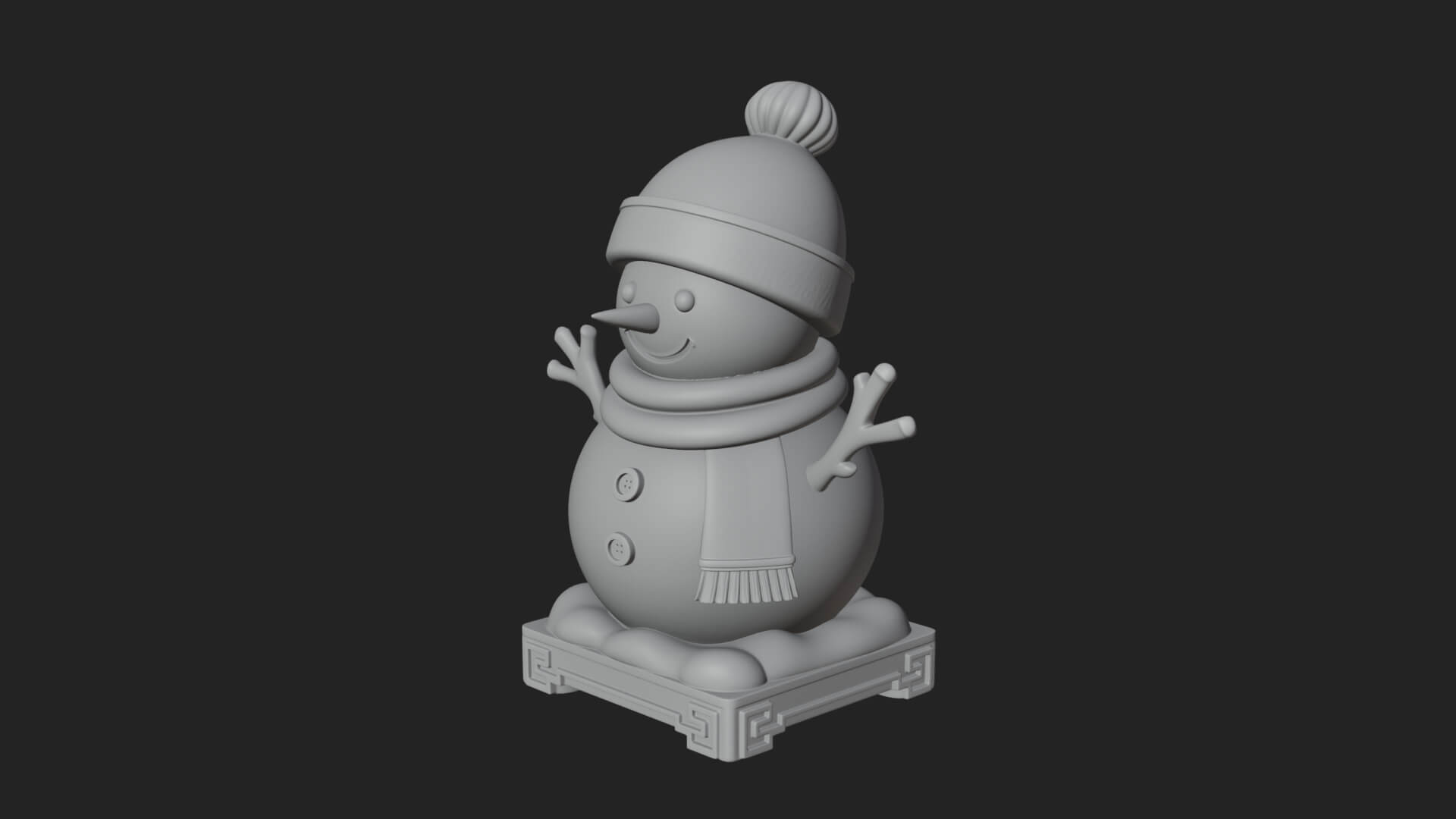Knit Hat Snowman Statue Design 12 3D Print Model 3D Model