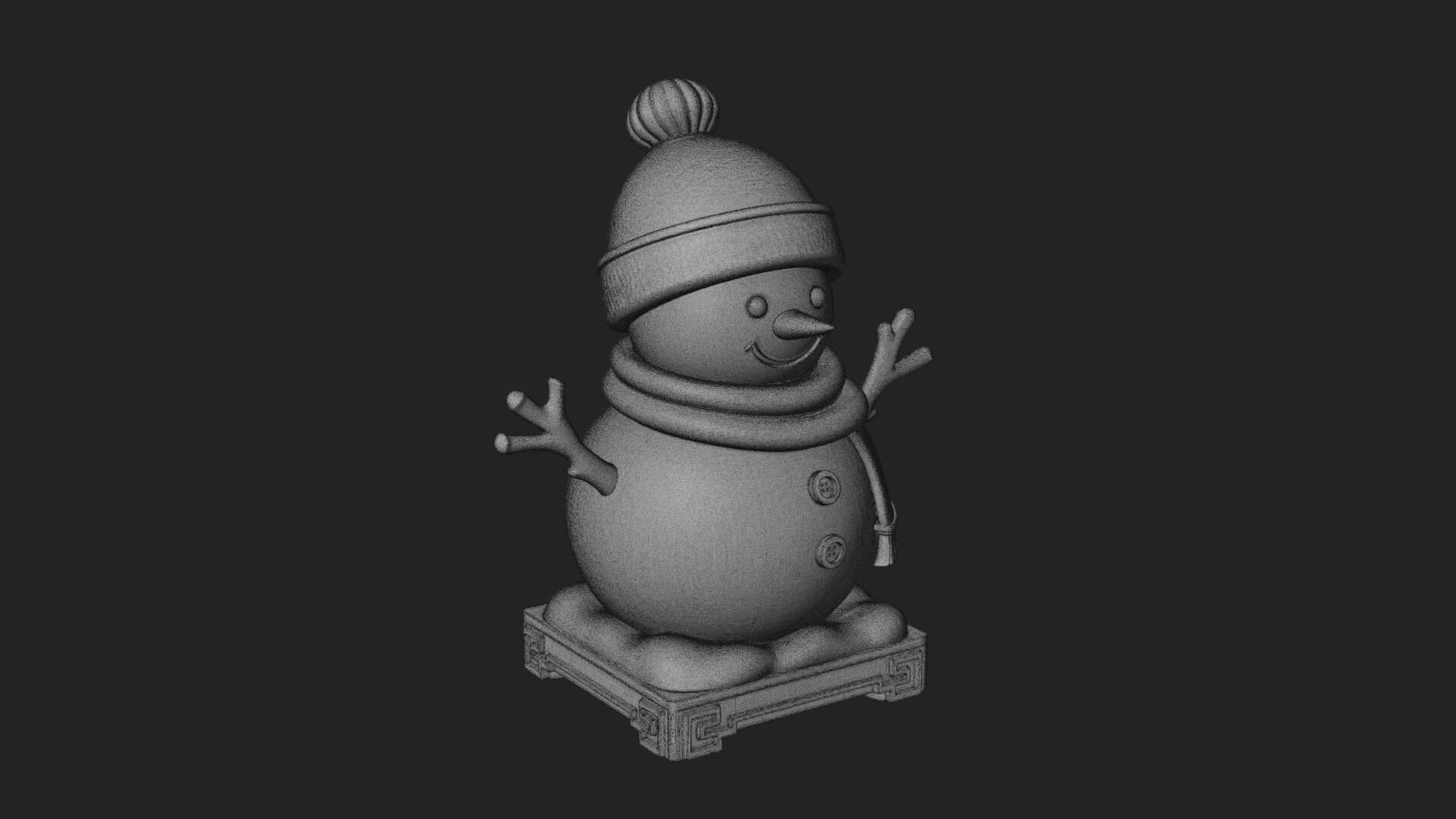 Knit Hat Snowman Statue Design 12 3D Print Model 3D Model