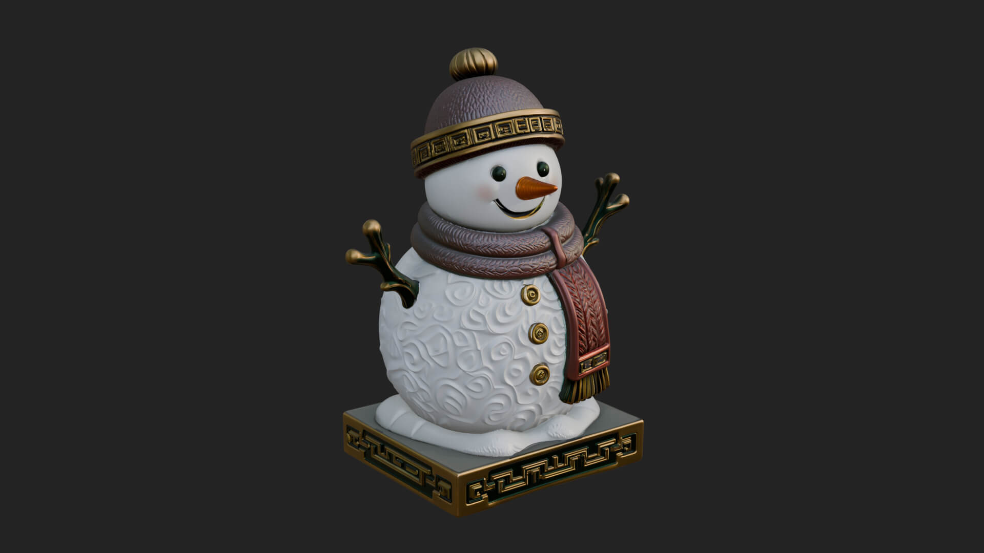 Knit Hat Snowman Statue Design 13 3D Print Model 3D Model