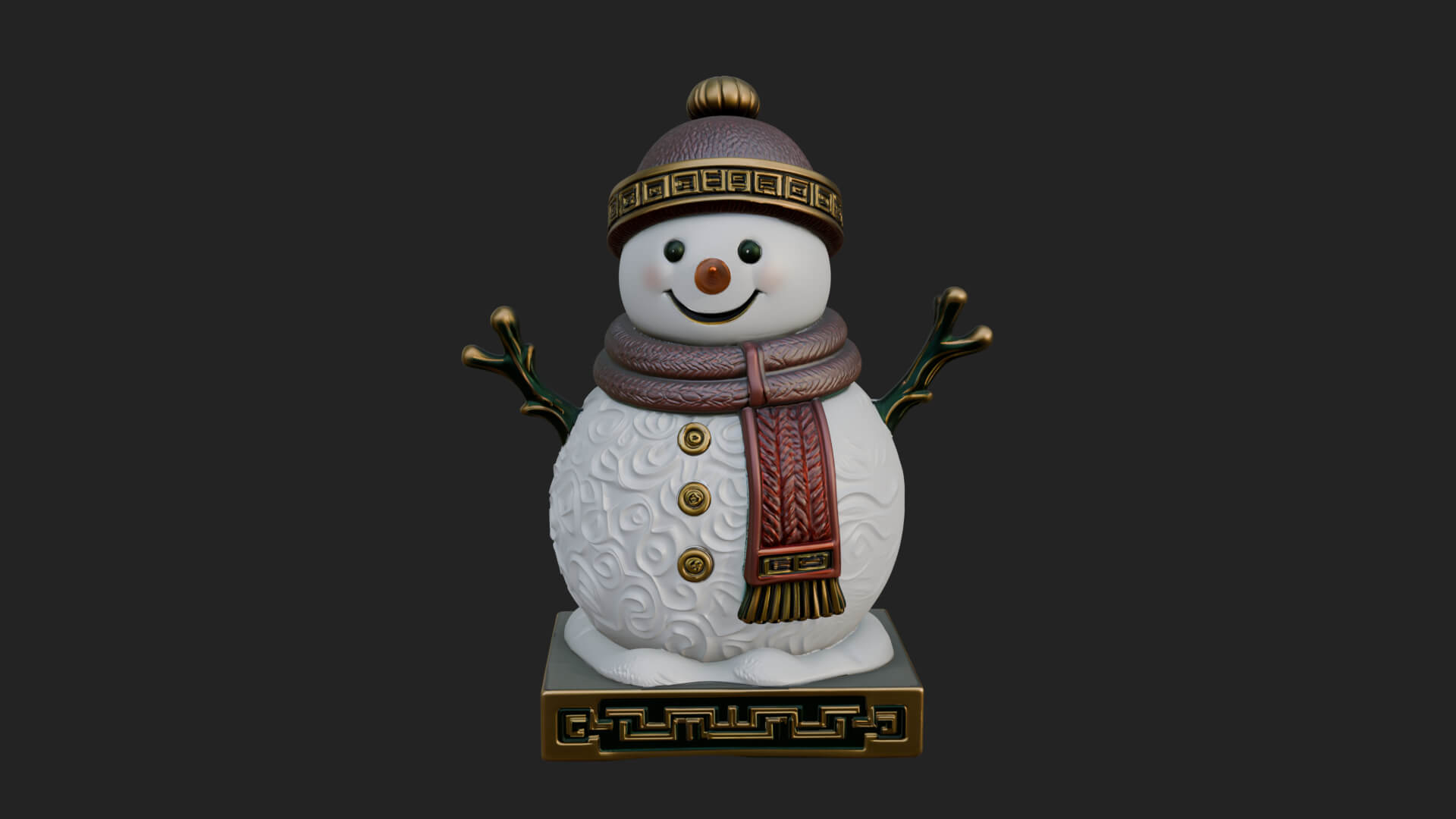 Knit Hat Snowman Statue Design 13 3D Print Model 3D Model