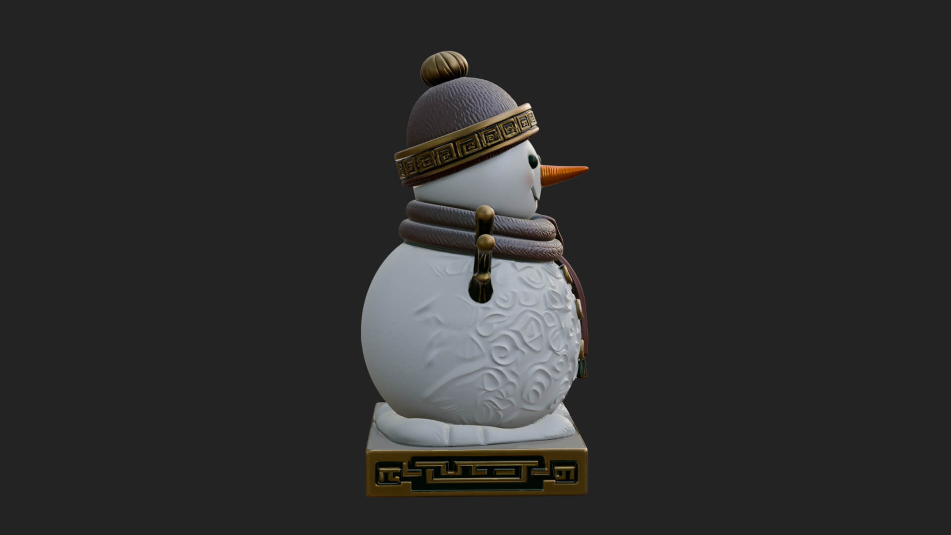 Knit Hat Snowman Statue Design 13 3D Print Model 3D Model