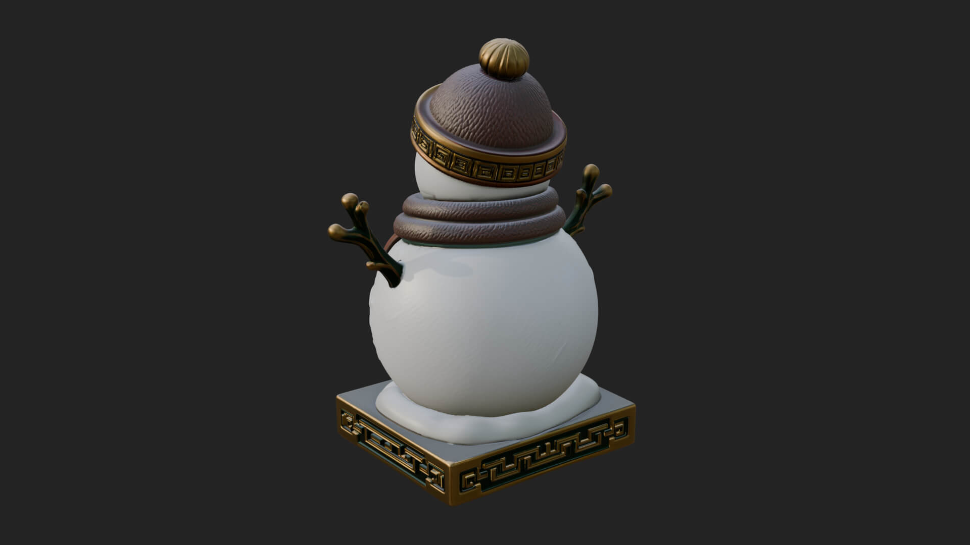 Knit Hat Snowman Statue Design 13 3D Print Model 3D Model