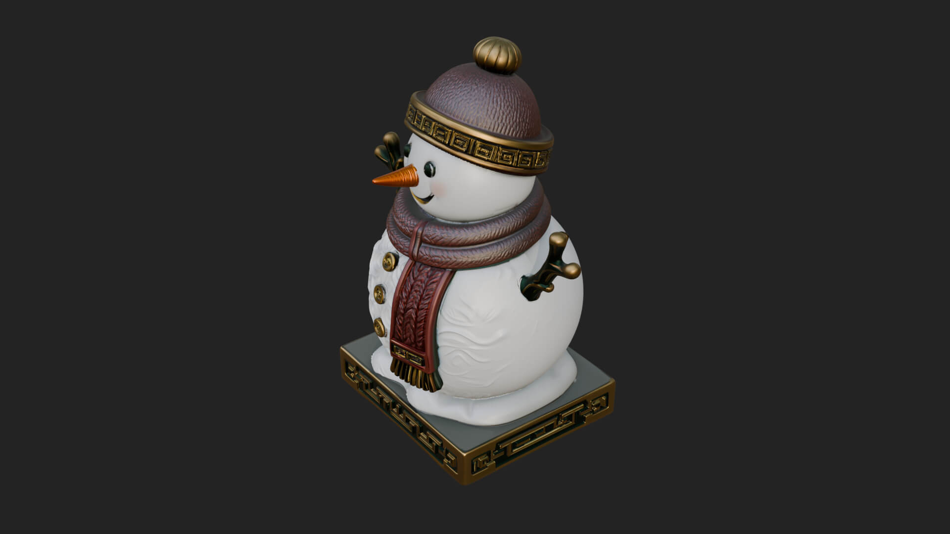 Knit Hat Snowman Statue Design 13 3D Print Model 3D Model