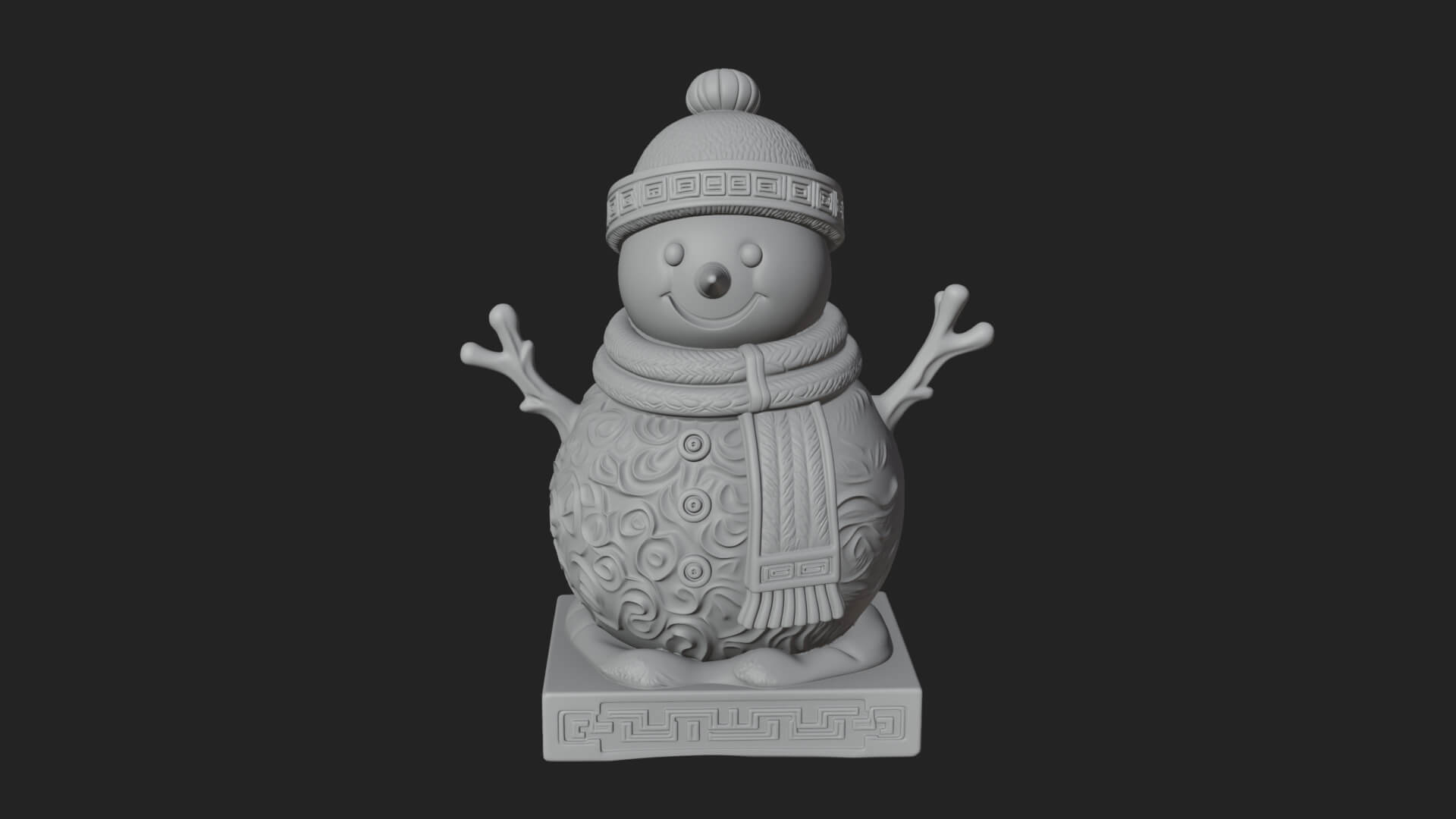 Knit Hat Snowman Statue Design 13 3D Print Model 3D Model