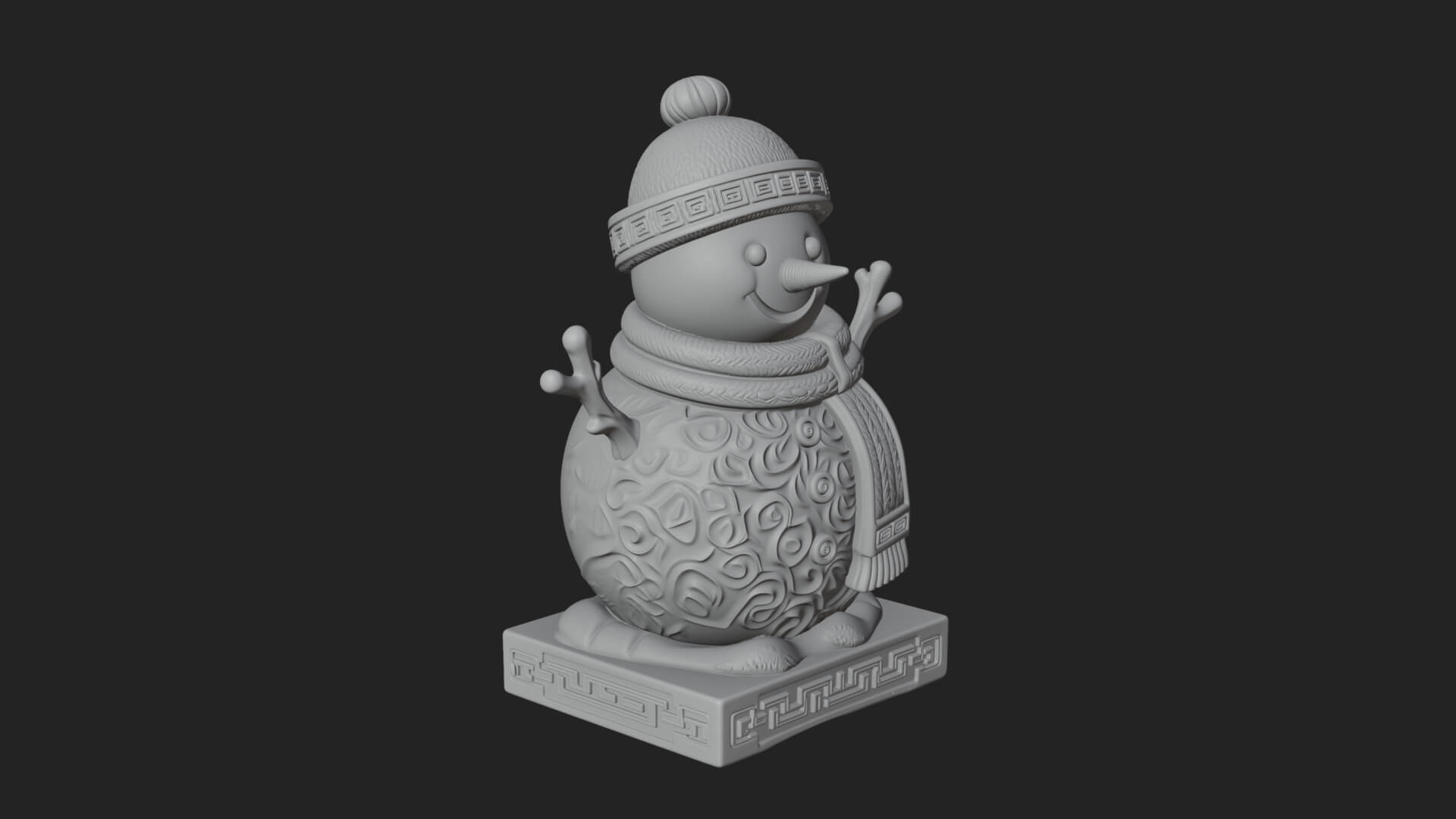 Knit Hat Snowman Statue Design 13 3D Print Model 3D Model