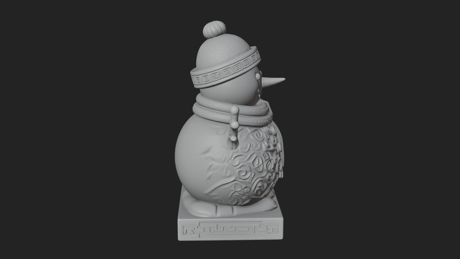 Knit Hat Snowman Statue Design 13 3D Print Model 3D Model