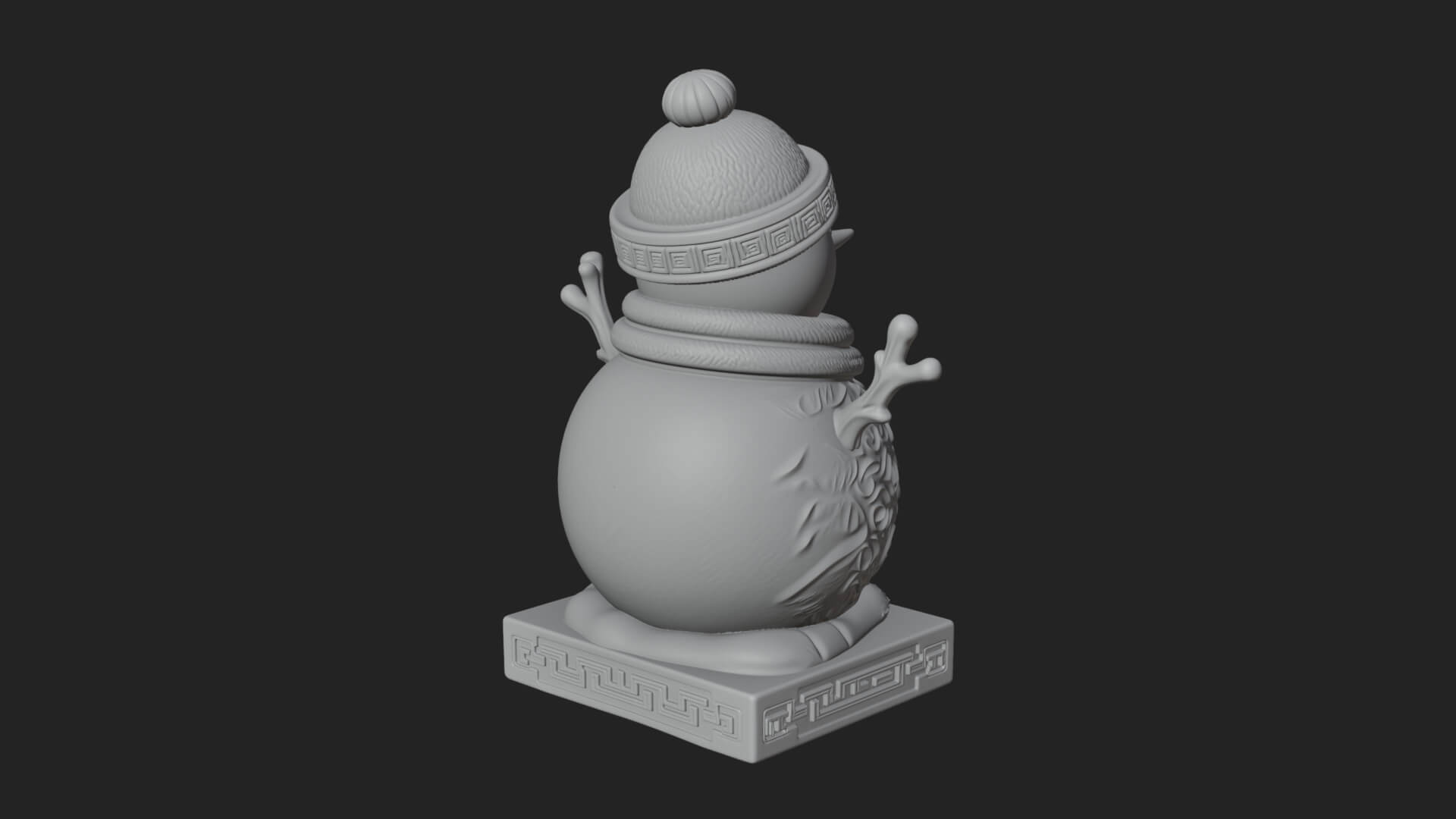 Knit Hat Snowman Statue Design 13 3D Print Model 3D Model