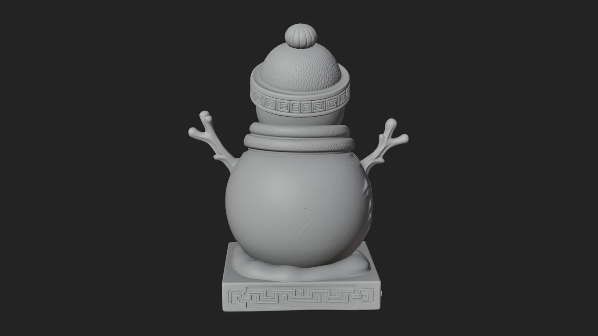 Knit Hat Snowman Statue Design 13 3D Print Model 3D Model