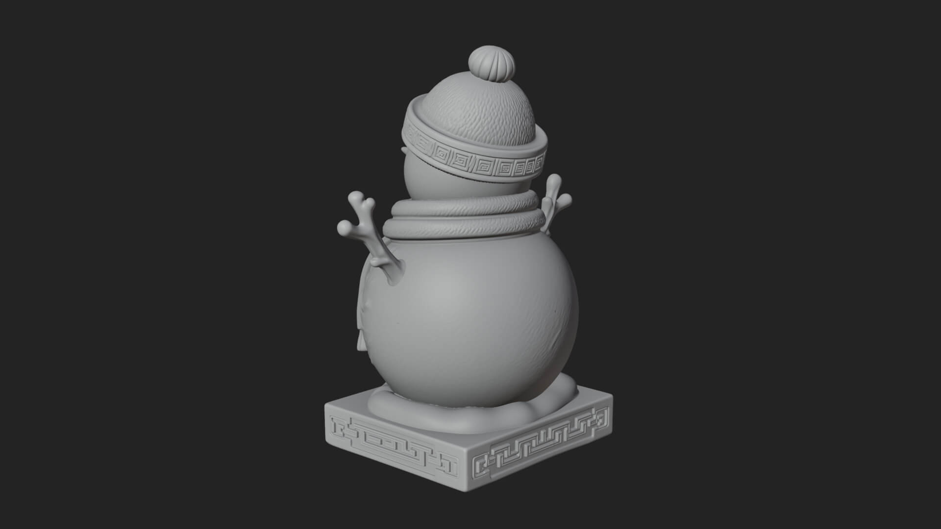 Knit Hat Snowman Statue Design 13 3D Print Model 3D Model