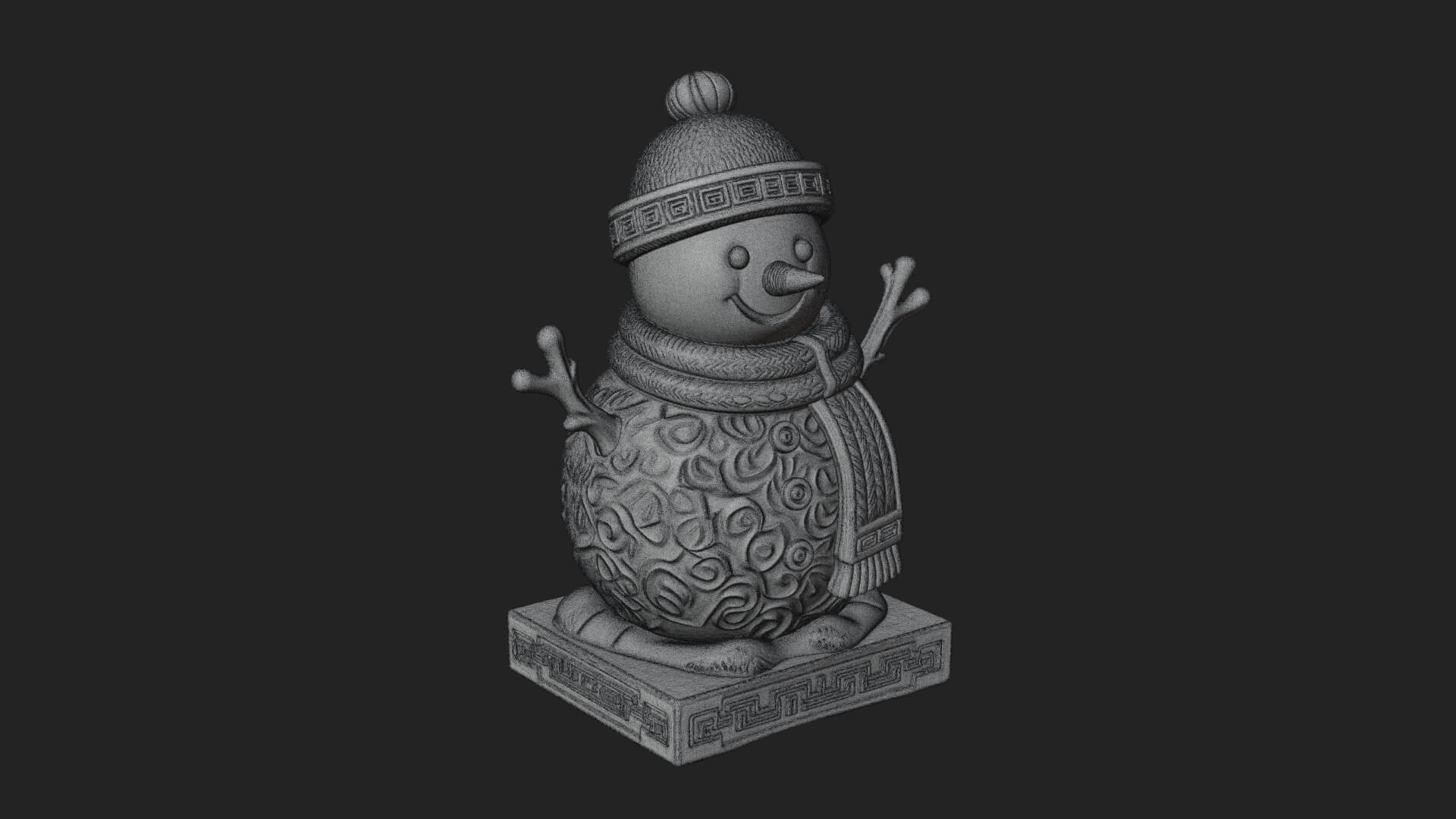Knit Hat Snowman Statue Design 13 3D Print Model 3D Model