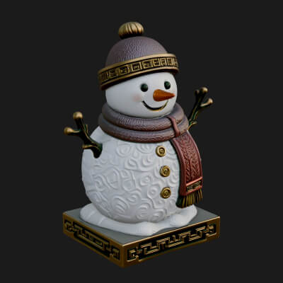 Knit Hat Snowman Statue Design 13 3D Print Model