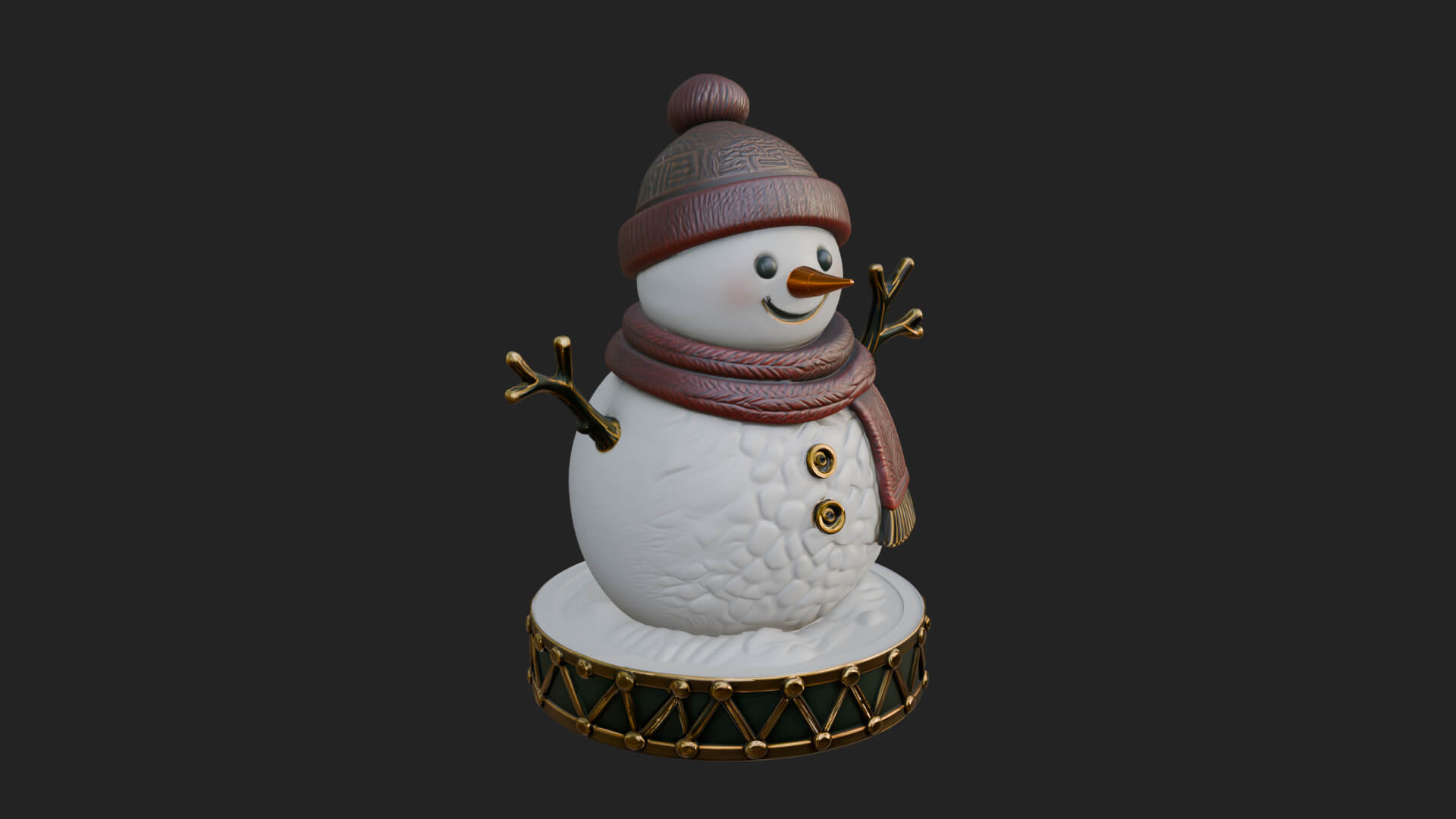 Knit Hat Snowman Statue Design 14 3D Print Model 3D Model