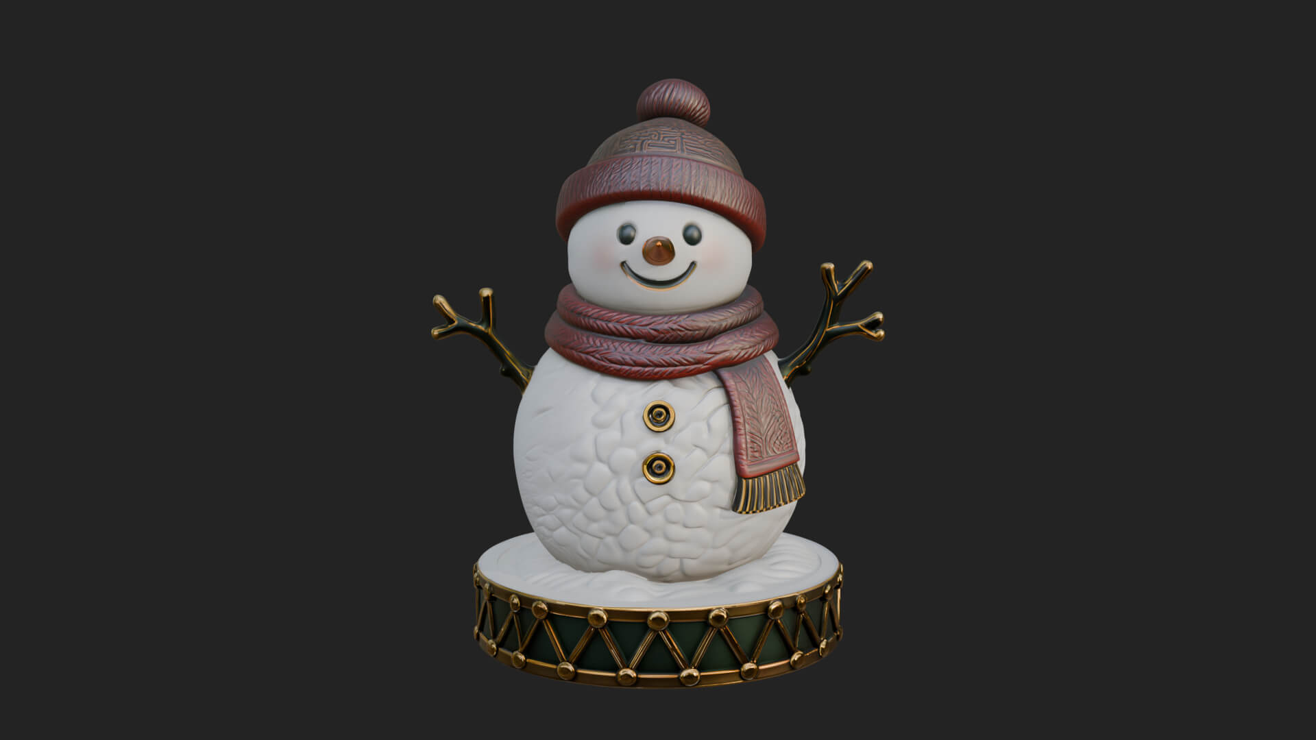 Knit Hat Snowman Statue Design 14 3D Print Model 3D Model
