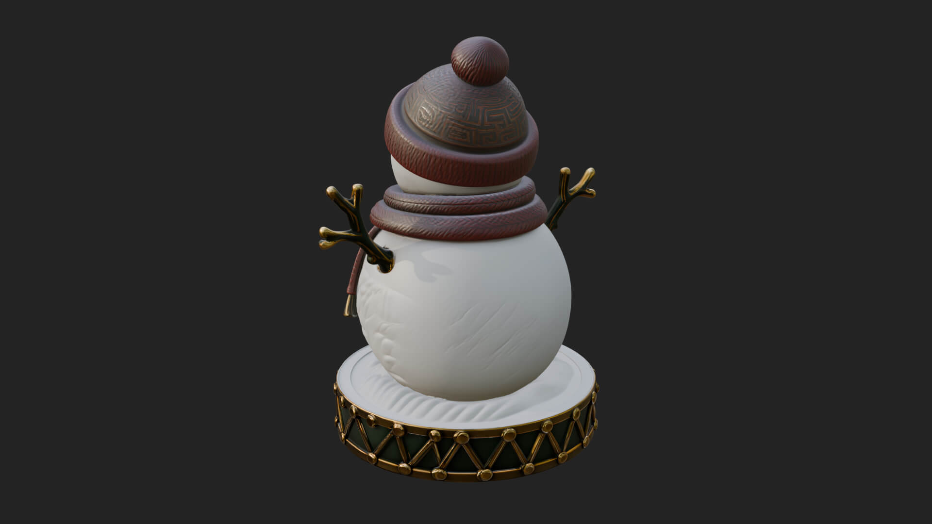 Knit Hat Snowman Statue Design 14 3D Print Model 3D Model
