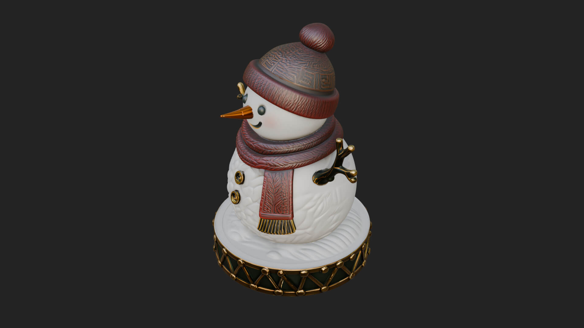 Knit Hat Snowman Statue Design 14 3D Print Model 3D Model