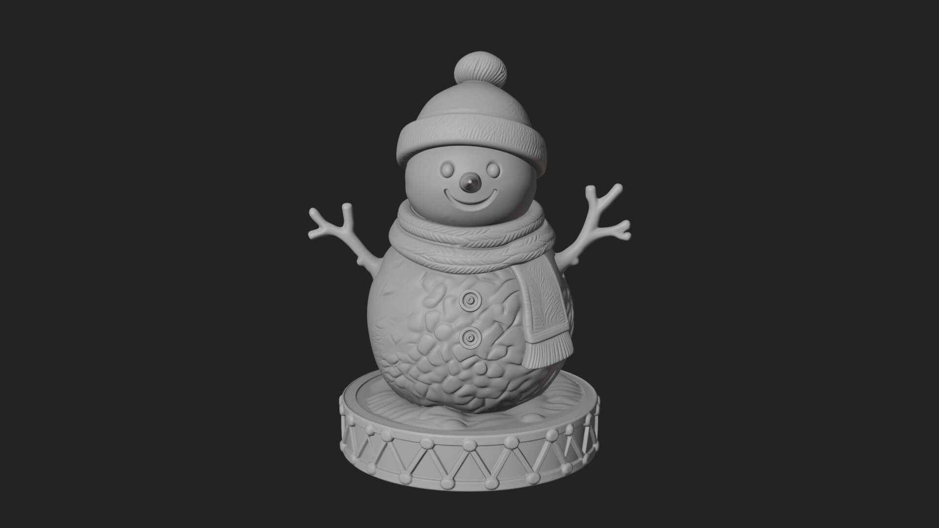 Knit Hat Snowman Statue Design 14 3D Print Model 3D Model