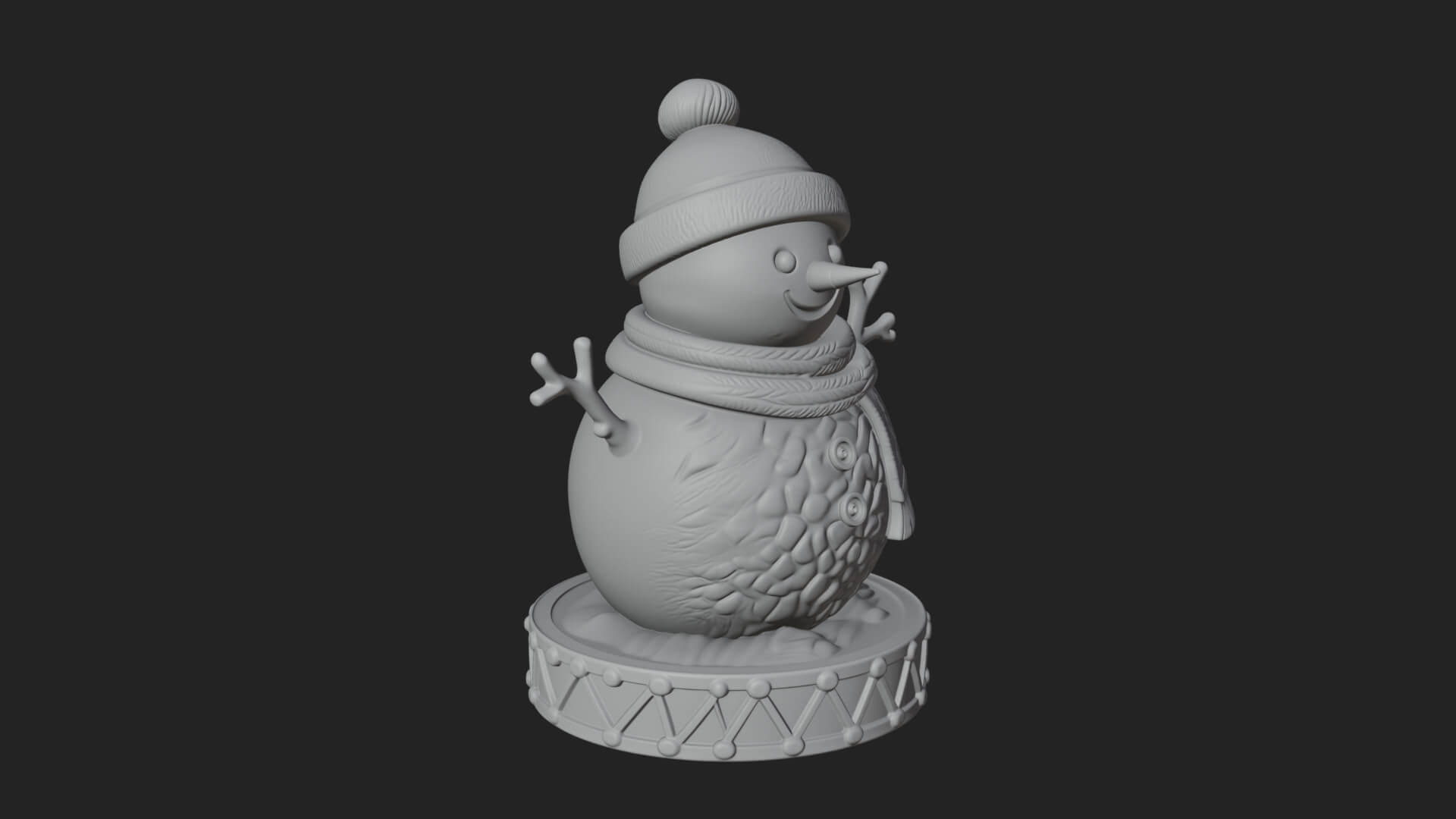 Knit Hat Snowman Statue Design 14 3D Print Model 3D Model