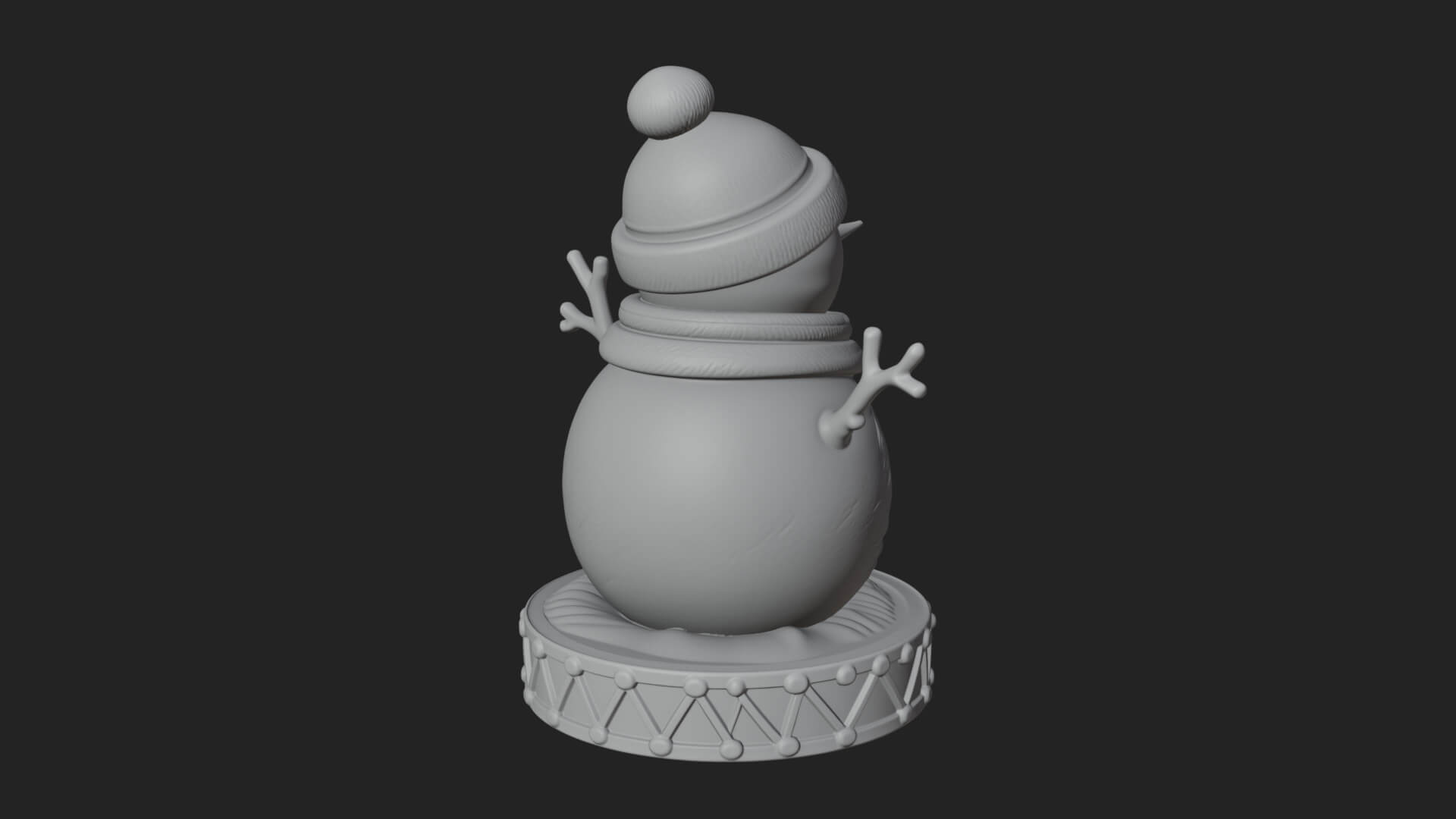 Knit Hat Snowman Statue Design 14 3D Print Model 3D Model