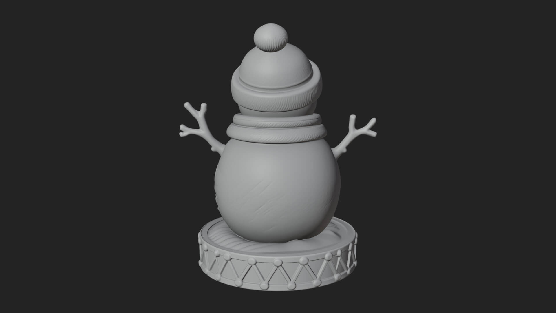 Knit Hat Snowman Statue Design 14 3D Print Model 3D Model