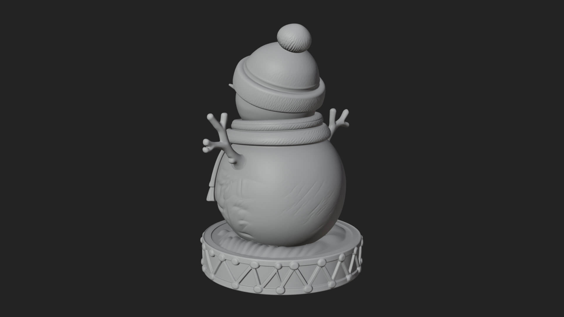 Knit Hat Snowman Statue Design 14 3D Print Model 3D Model