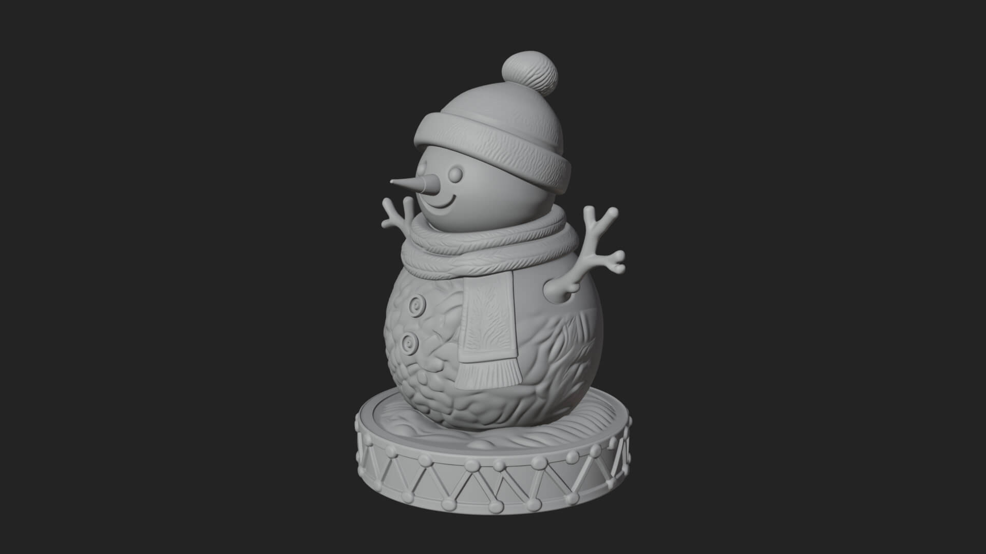Knit Hat Snowman Statue Design 14 3D Print Model 3D Model
