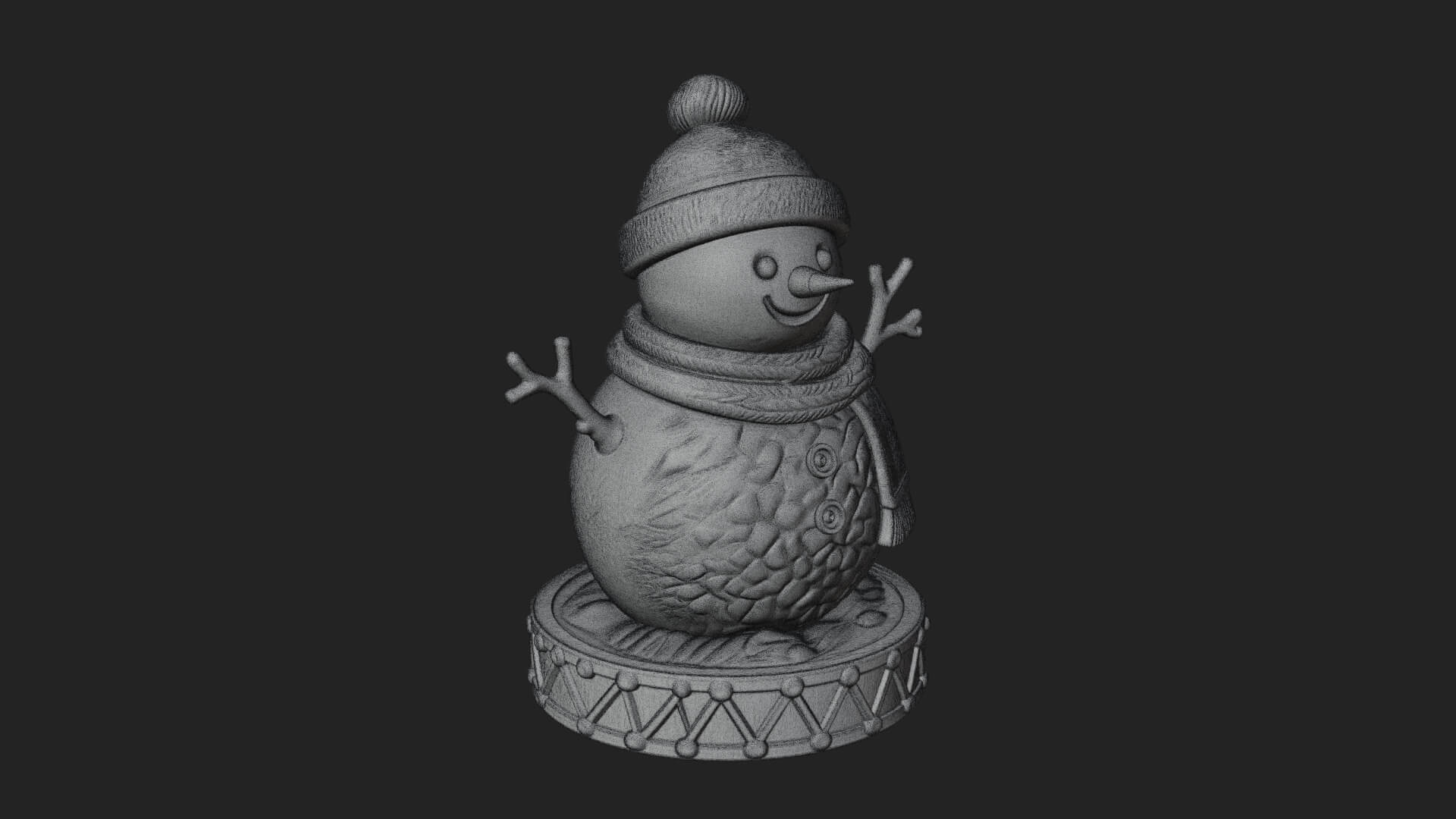 Knit Hat Snowman Statue Design 14 3D Print Model 3D Model