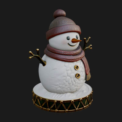 Knit Hat Snowman Statue Design 14 3D Print Model