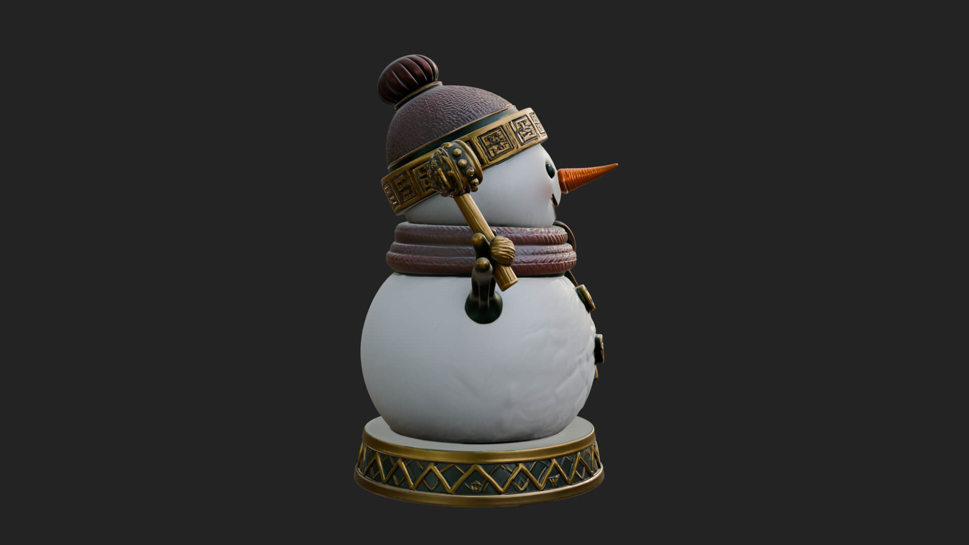 Knit Hat Snowman Statue Design 15 3D Print Model 3D Model