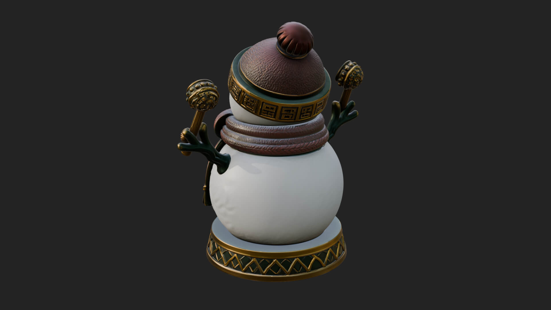 Knit Hat Snowman Statue Design 15 3D Print Model 3D Model