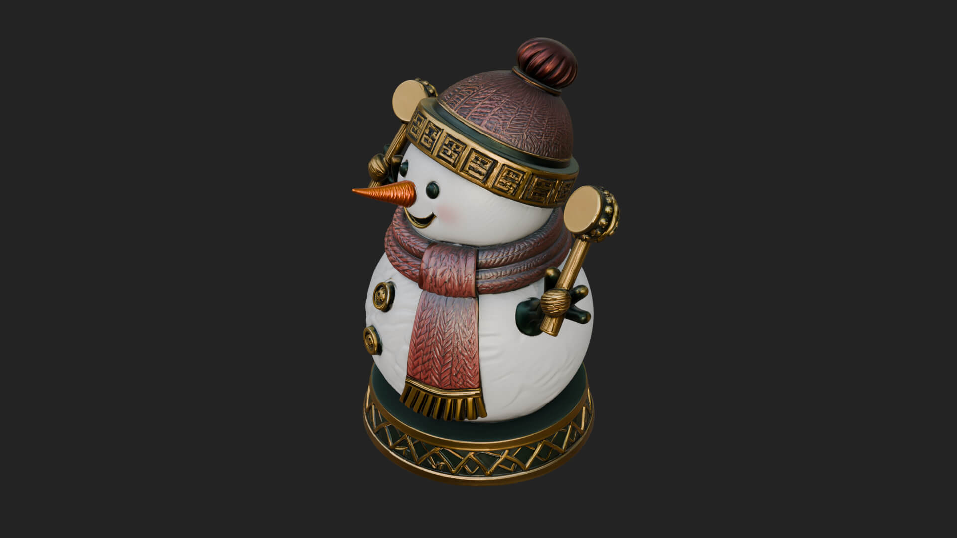 Knit Hat Snowman Statue Design 15 3D Print Model 3D Model