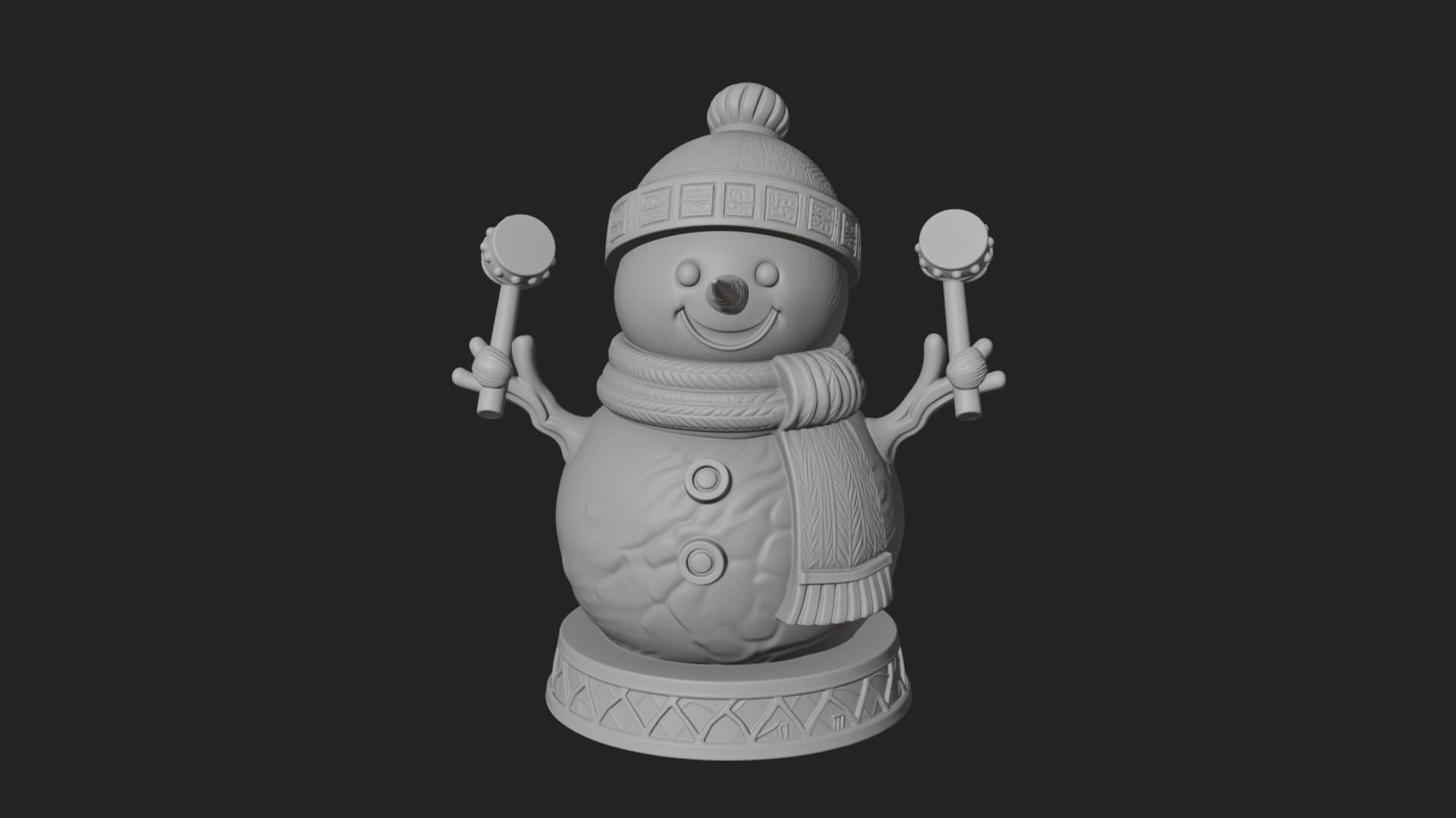 Knit Hat Snowman Statue Design 15 3D Print Model 3D Model