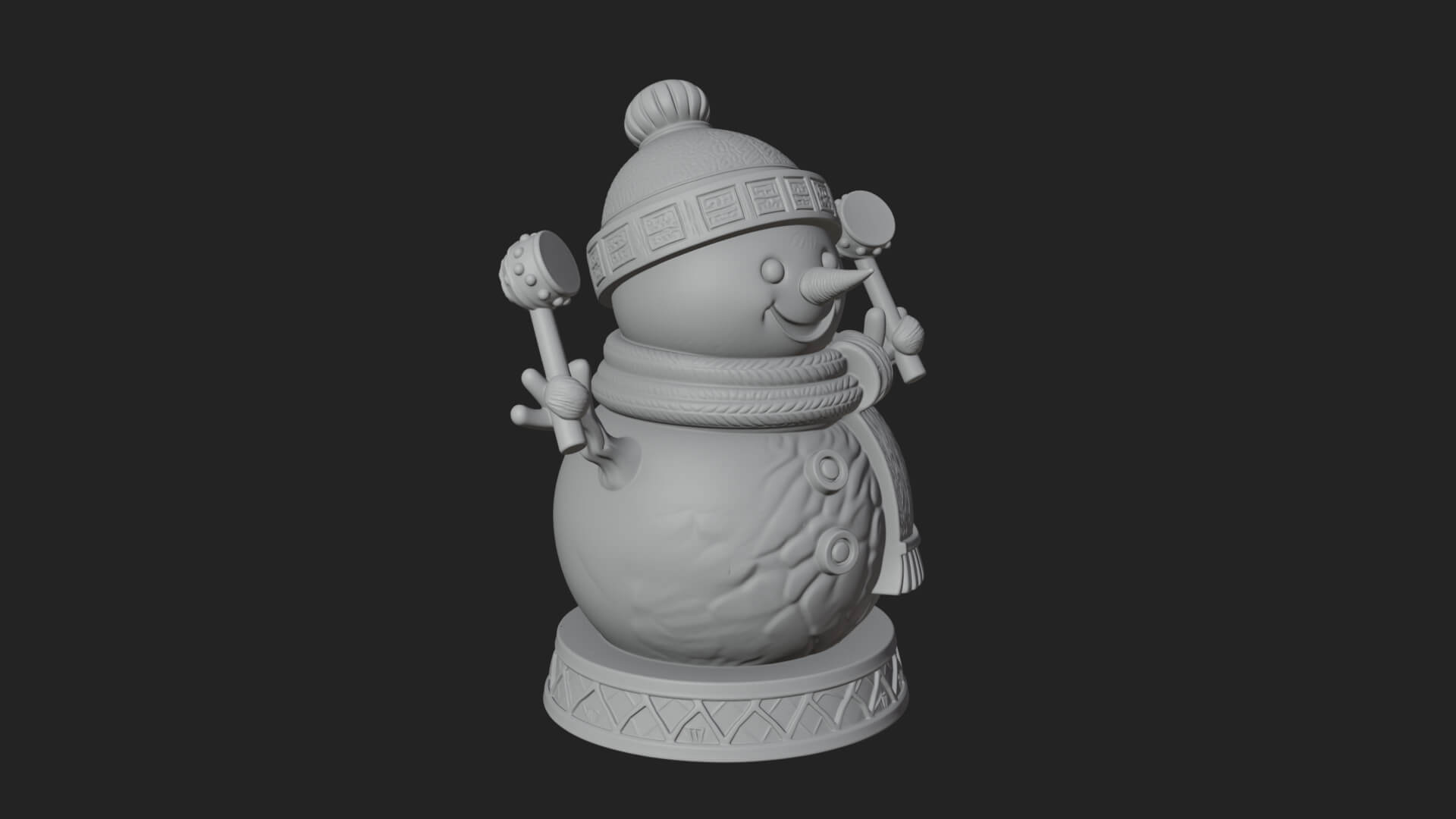 Knit Hat Snowman Statue Design 15 3D Print Model 3D Model