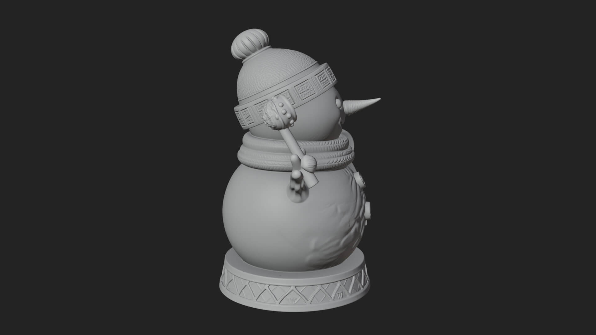 Knit Hat Snowman Statue Design 15 3D Print Model 3D Model