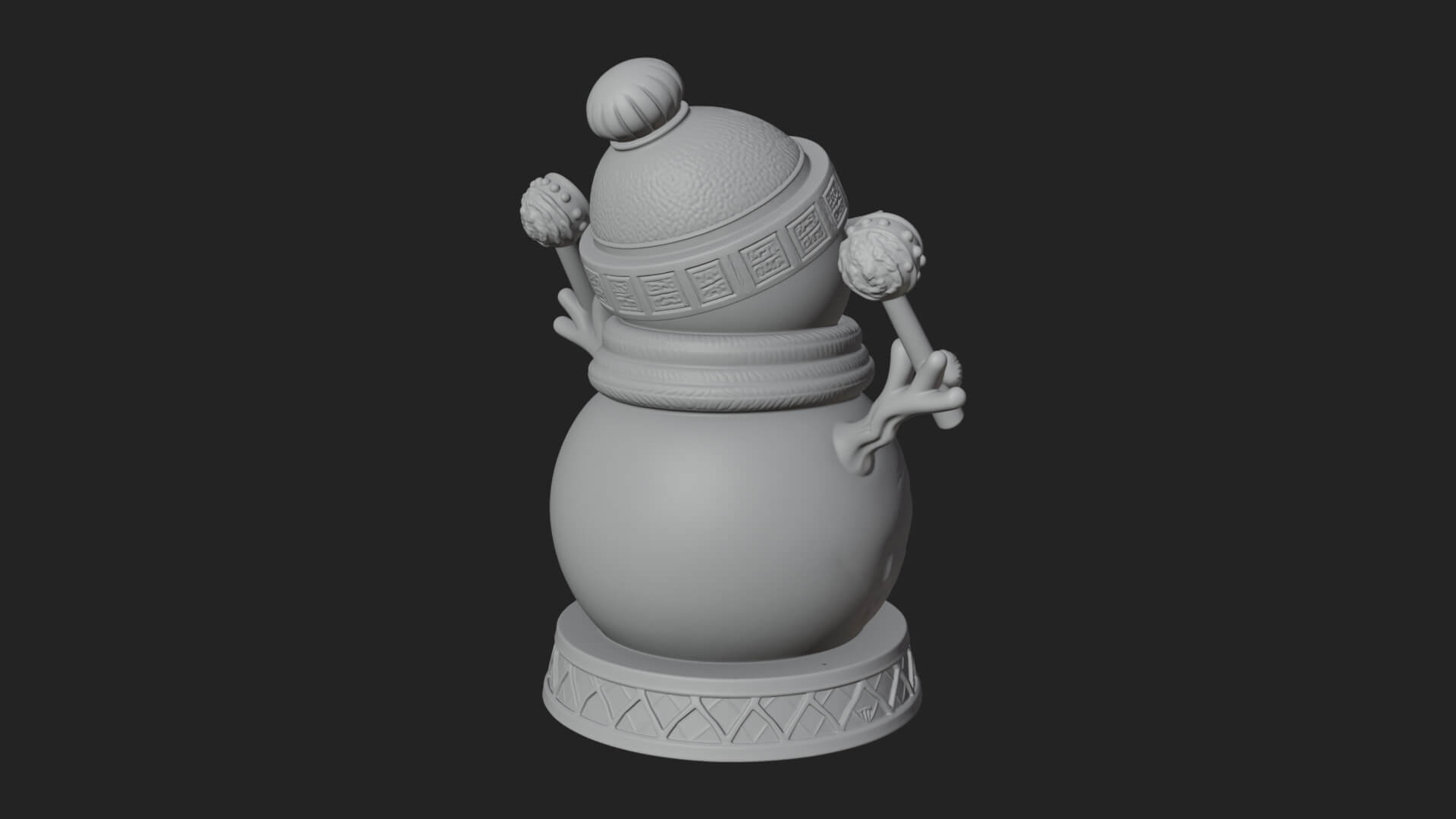 Knit Hat Snowman Statue Design 15 3D Print Model 3D Model