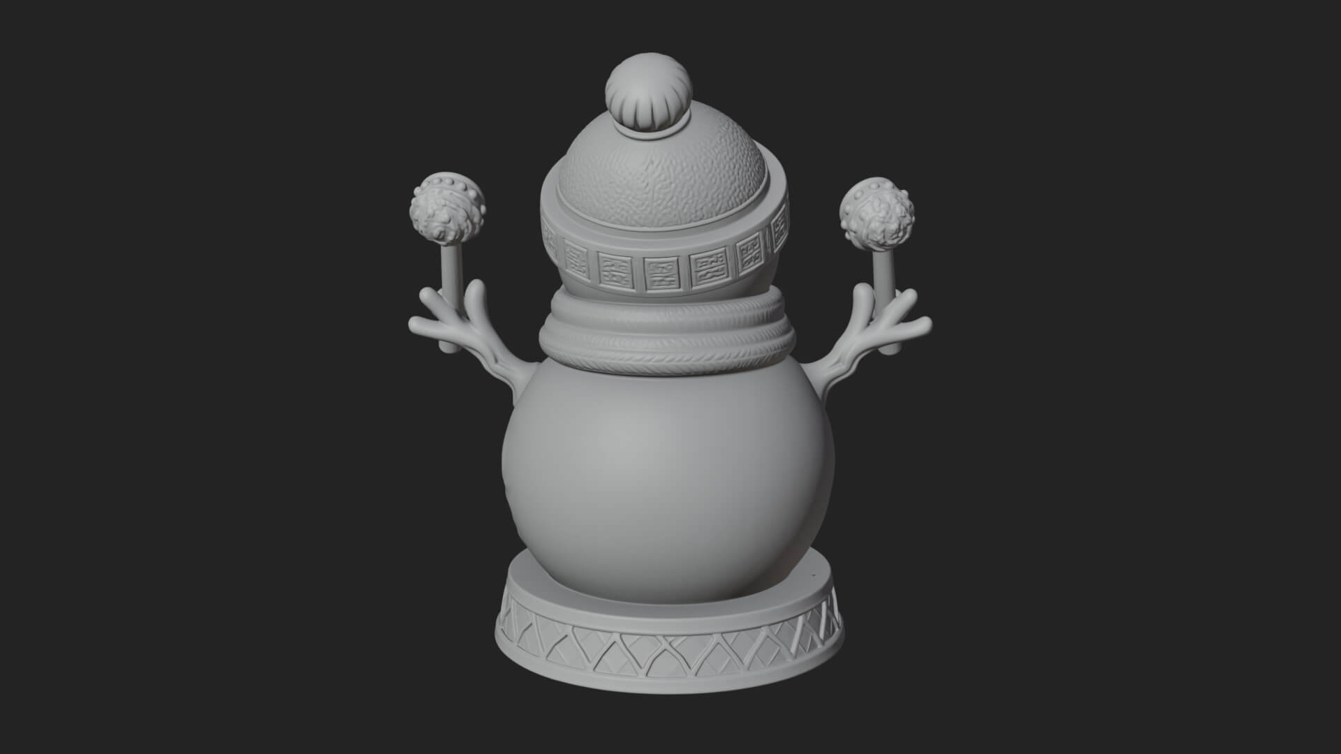 Knit Hat Snowman Statue Design 15 3D Print Model 3D Model