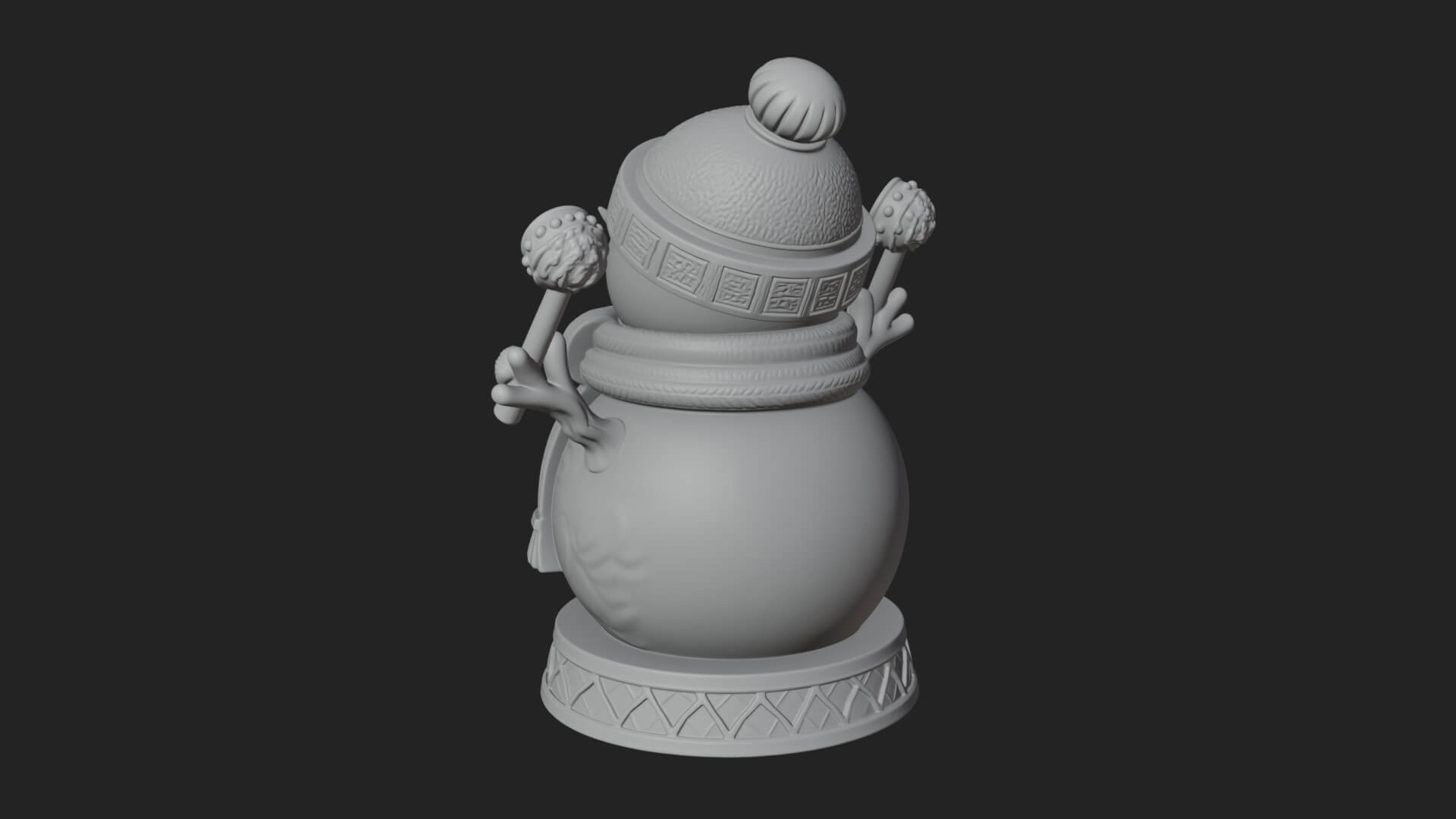 Knit Hat Snowman Statue Design 15 3D Print Model 3D Model