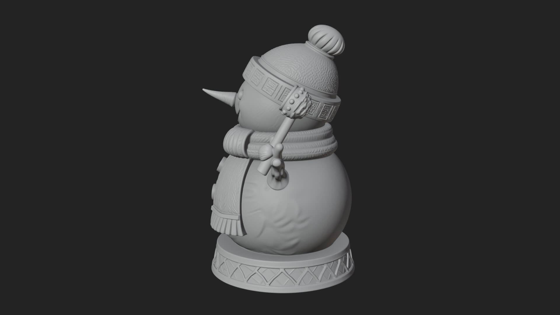 Knit Hat Snowman Statue Design 15 3D Print Model 3D Model