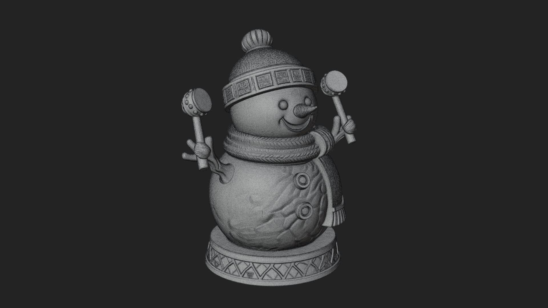 Knit Hat Snowman Statue Design 15 3D Print Model 3D Model