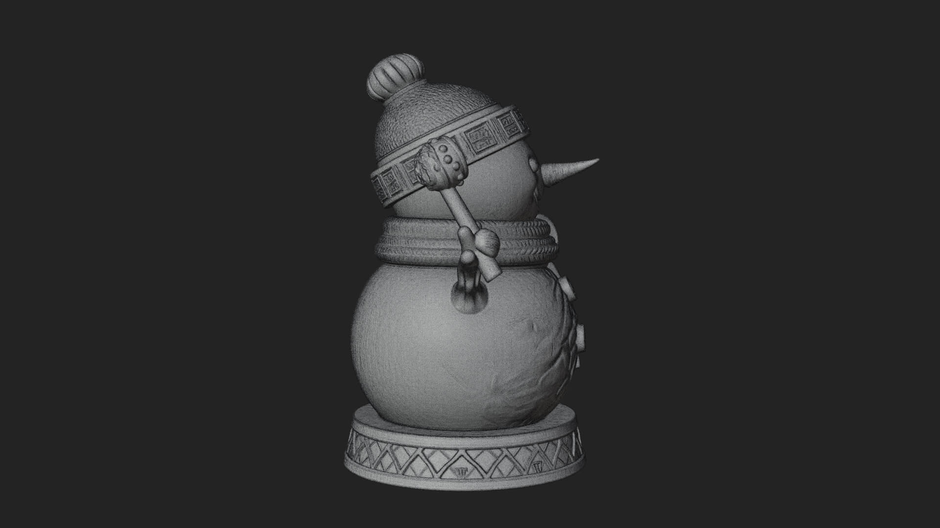 Knit Hat Snowman Statue Design 15 3D Print Model 3D Model