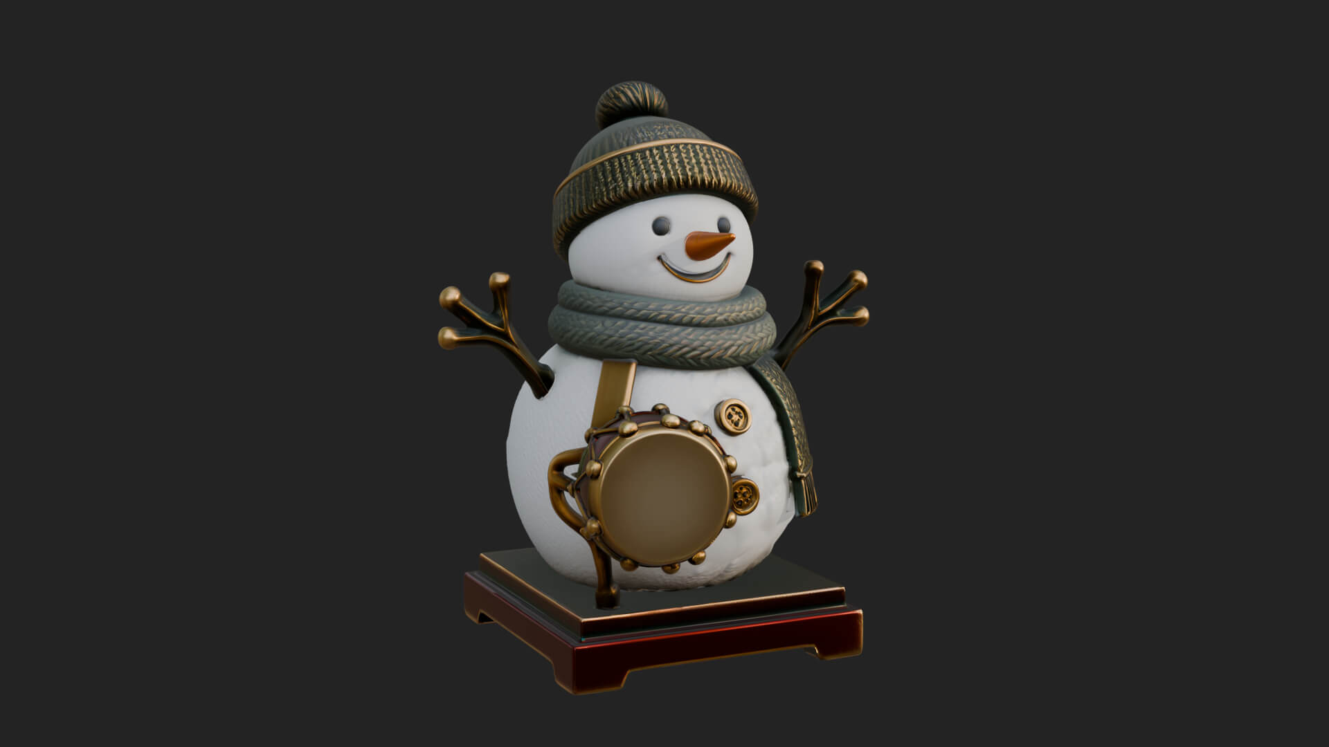 Knit Hat Snowman Statue Design 16 3D Print Model 3D Model